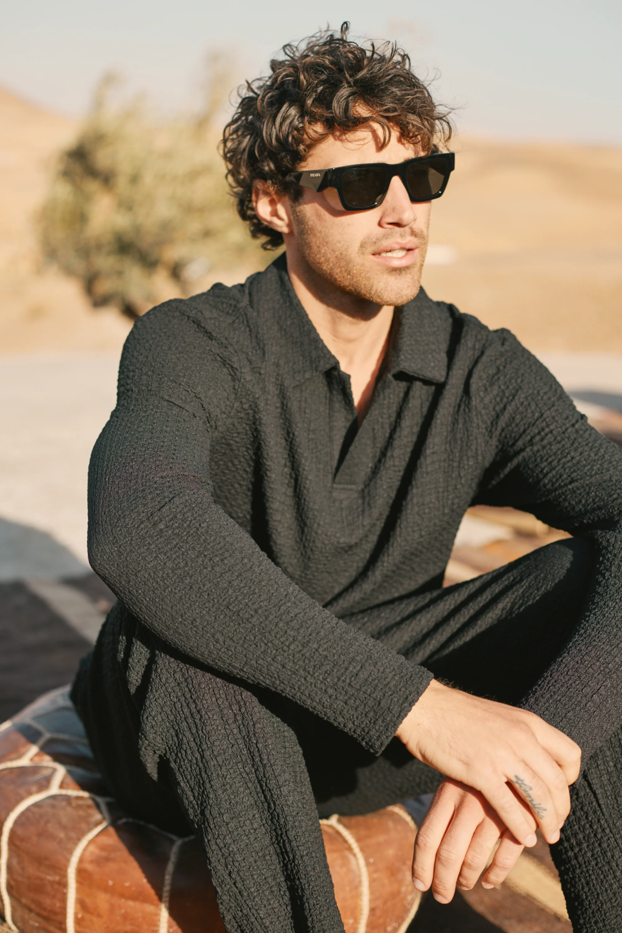 Artie Ruched Textured Trouser - Black - Image 4