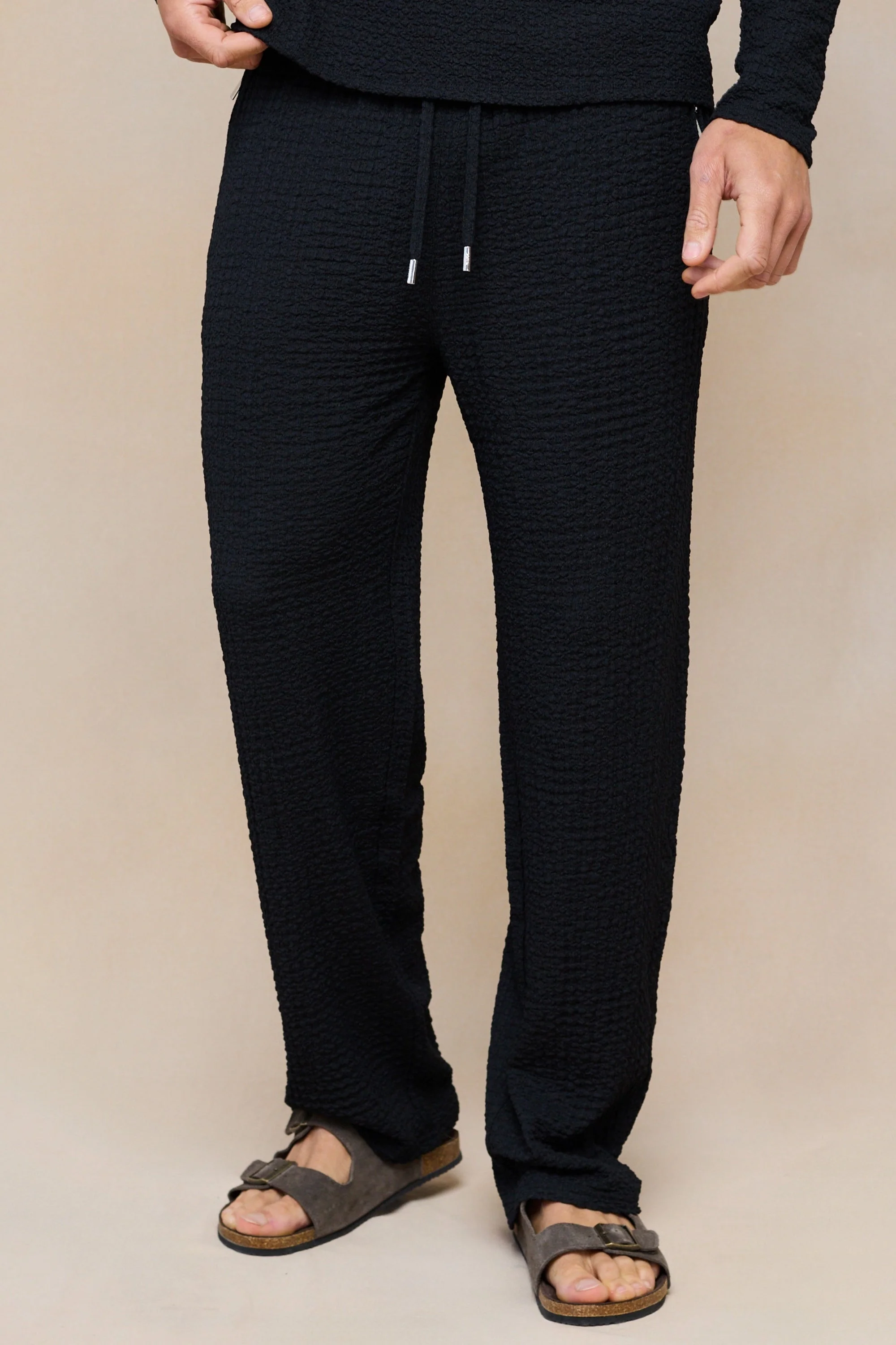 Artie Ruched Textured Trouser - Black - Image 6