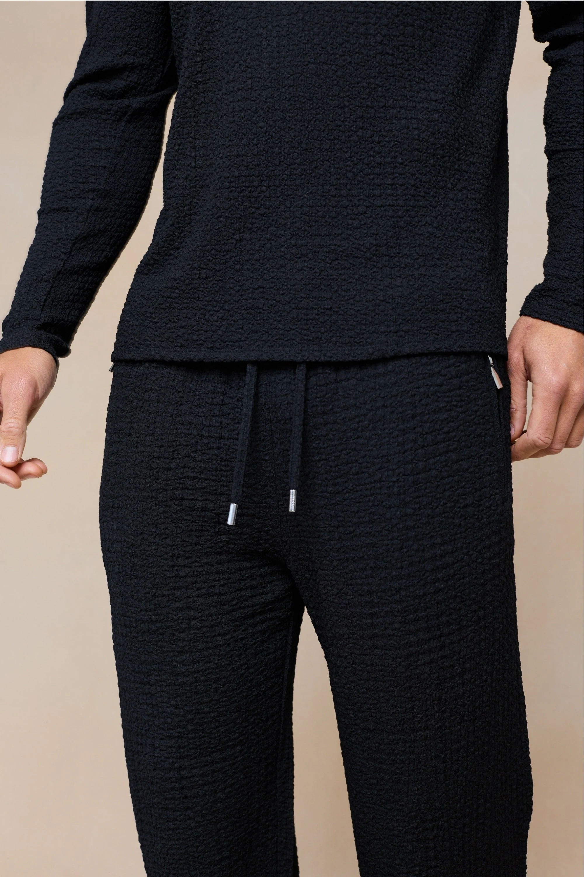 Artie Ruched Textured Trouser - Black - Image 8