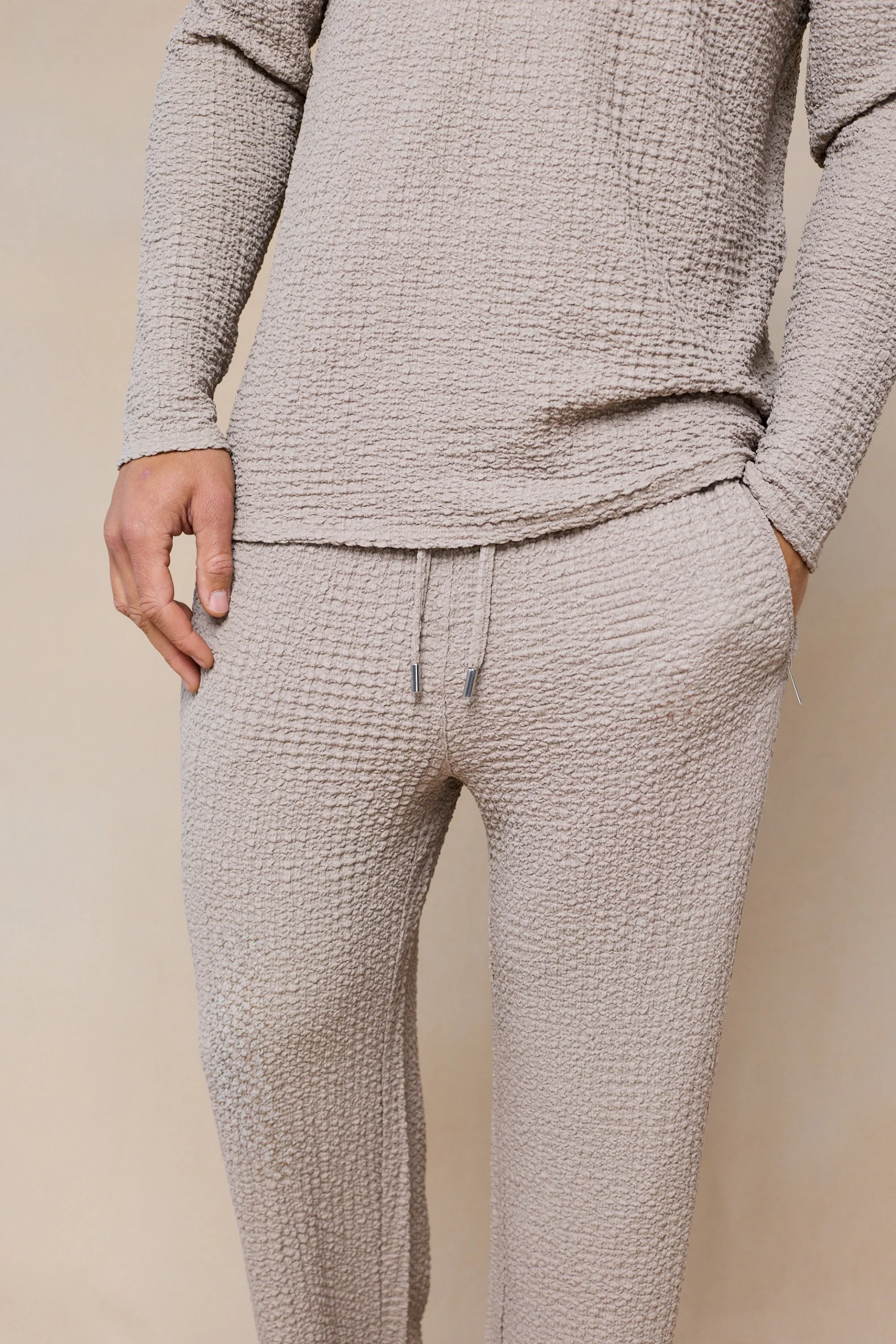 Artie Ruched Textured Trouser - Mushroom - Image 8