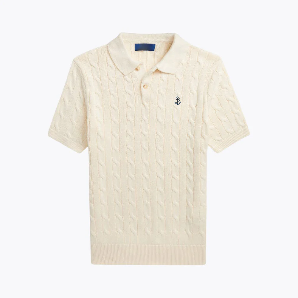 Cable-Knit Cotton Polo-Collar Sweater - Image 3