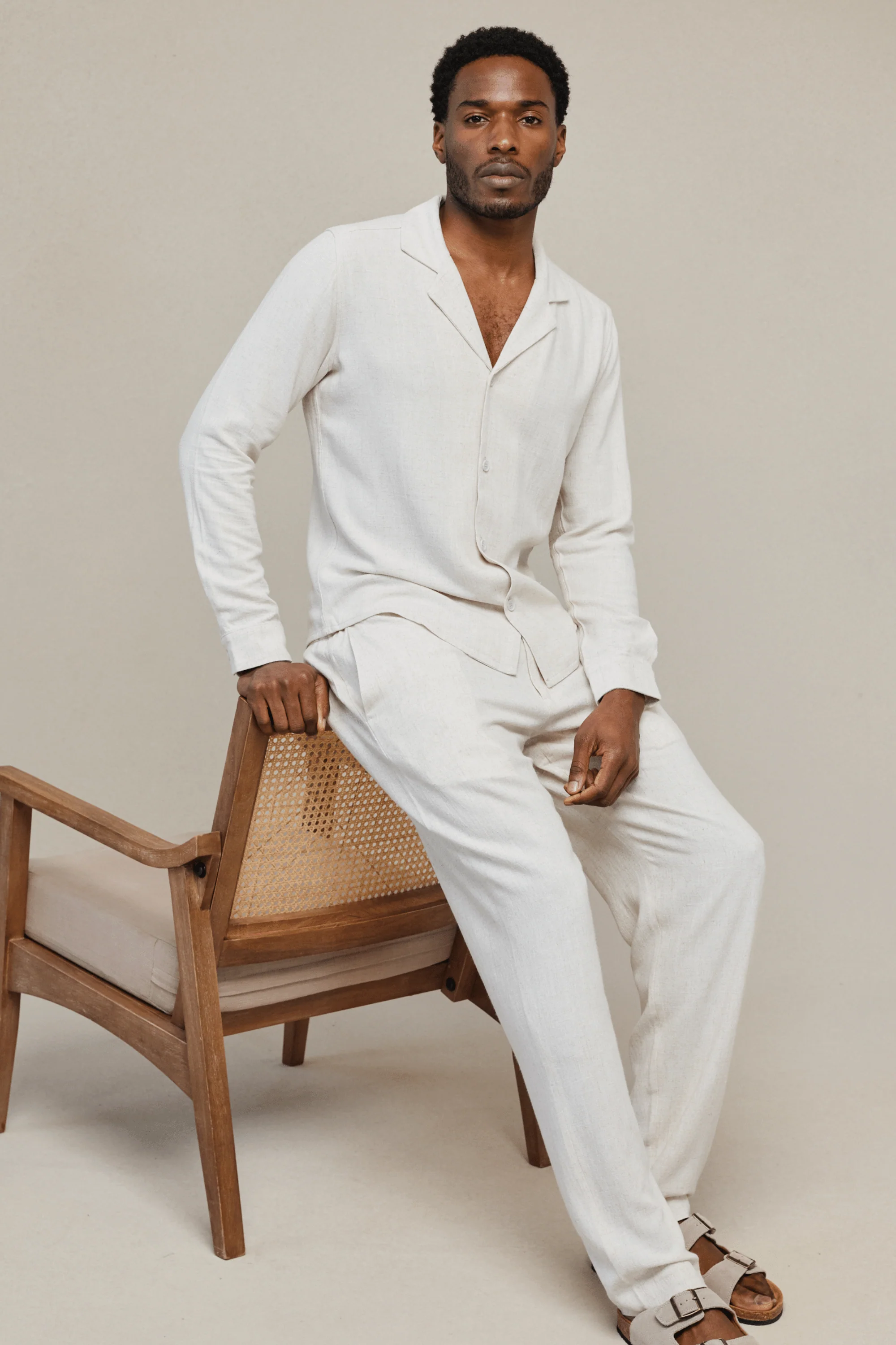 Cami Linen Straight Leg Trouser - Oatmeal - Image 4