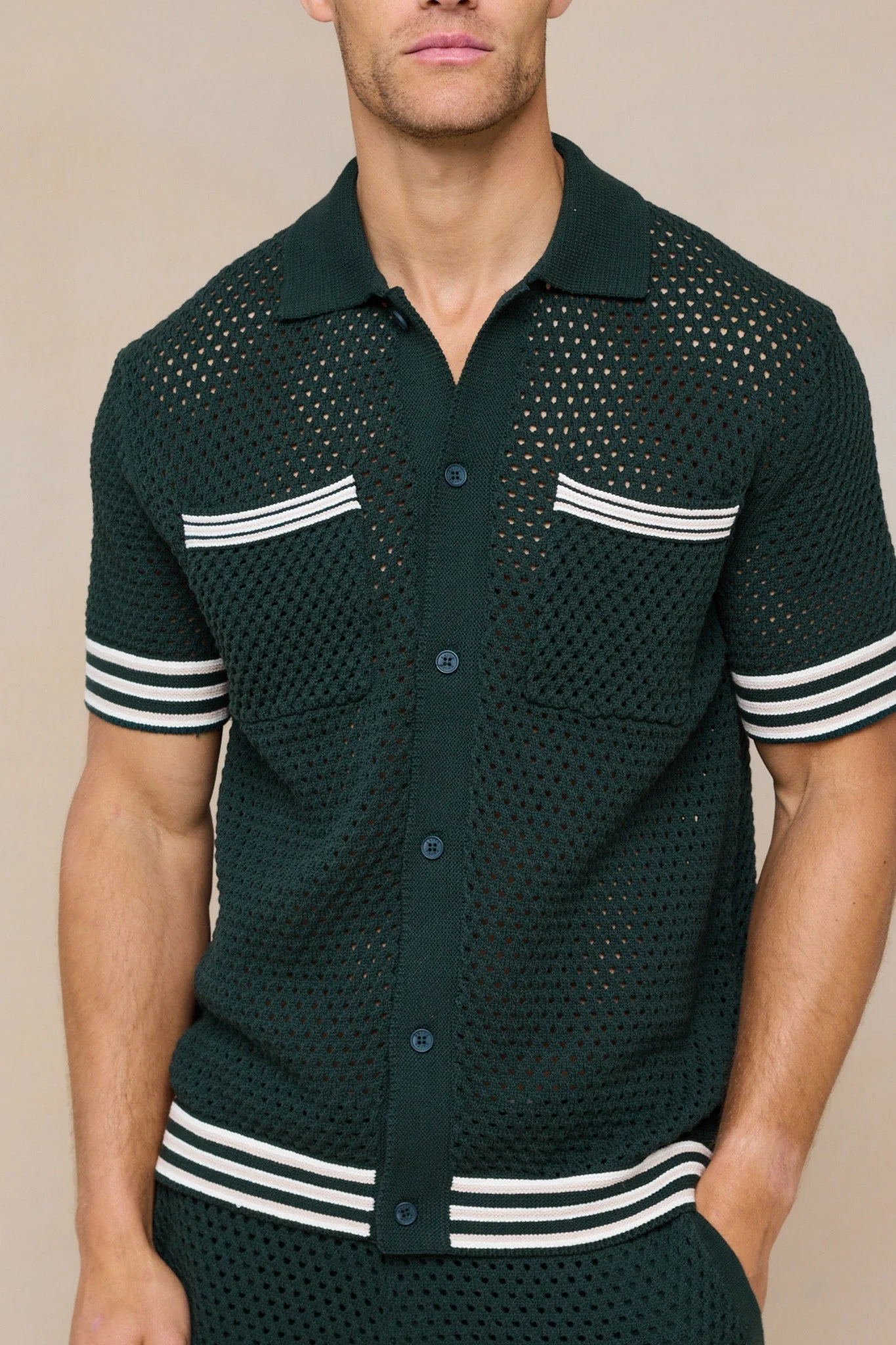 Cipressi Crochet Knit Shirt - Green - Image 3