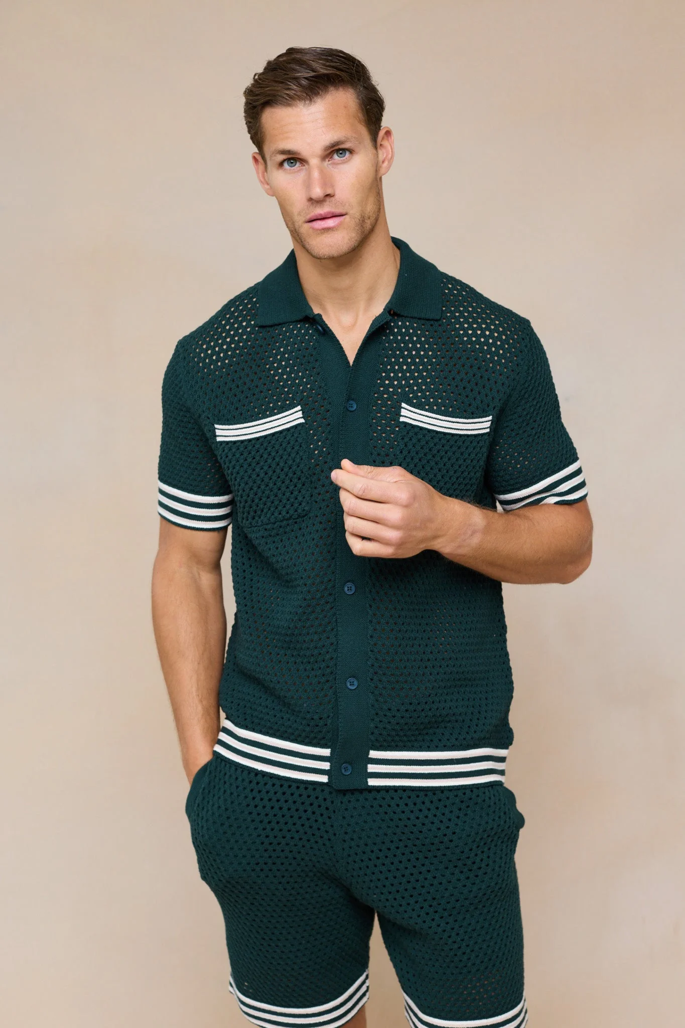 Cipressi Crochet Knit Shirt - Green - Image 5