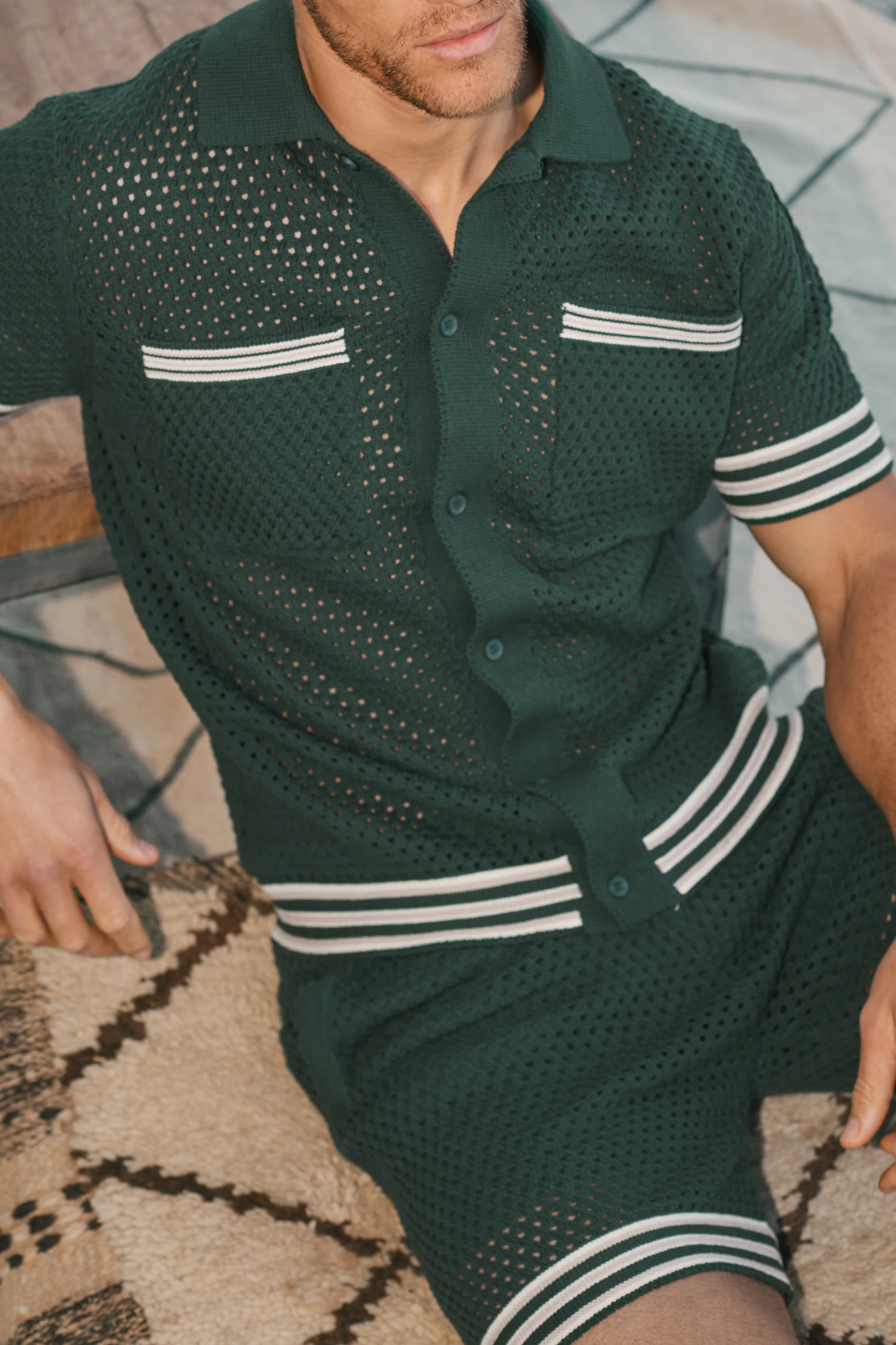 Cipressi Crochet Knit Short - Green - Image 7