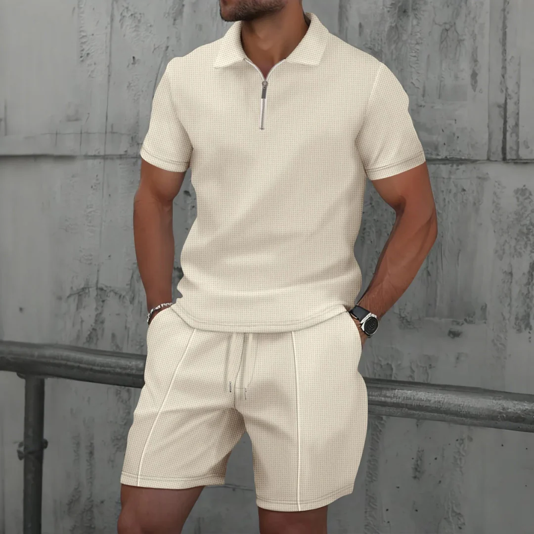 IBIZA Co-Ord Set – Zip Neck Polo & Soft Knit Shorts - Image 3