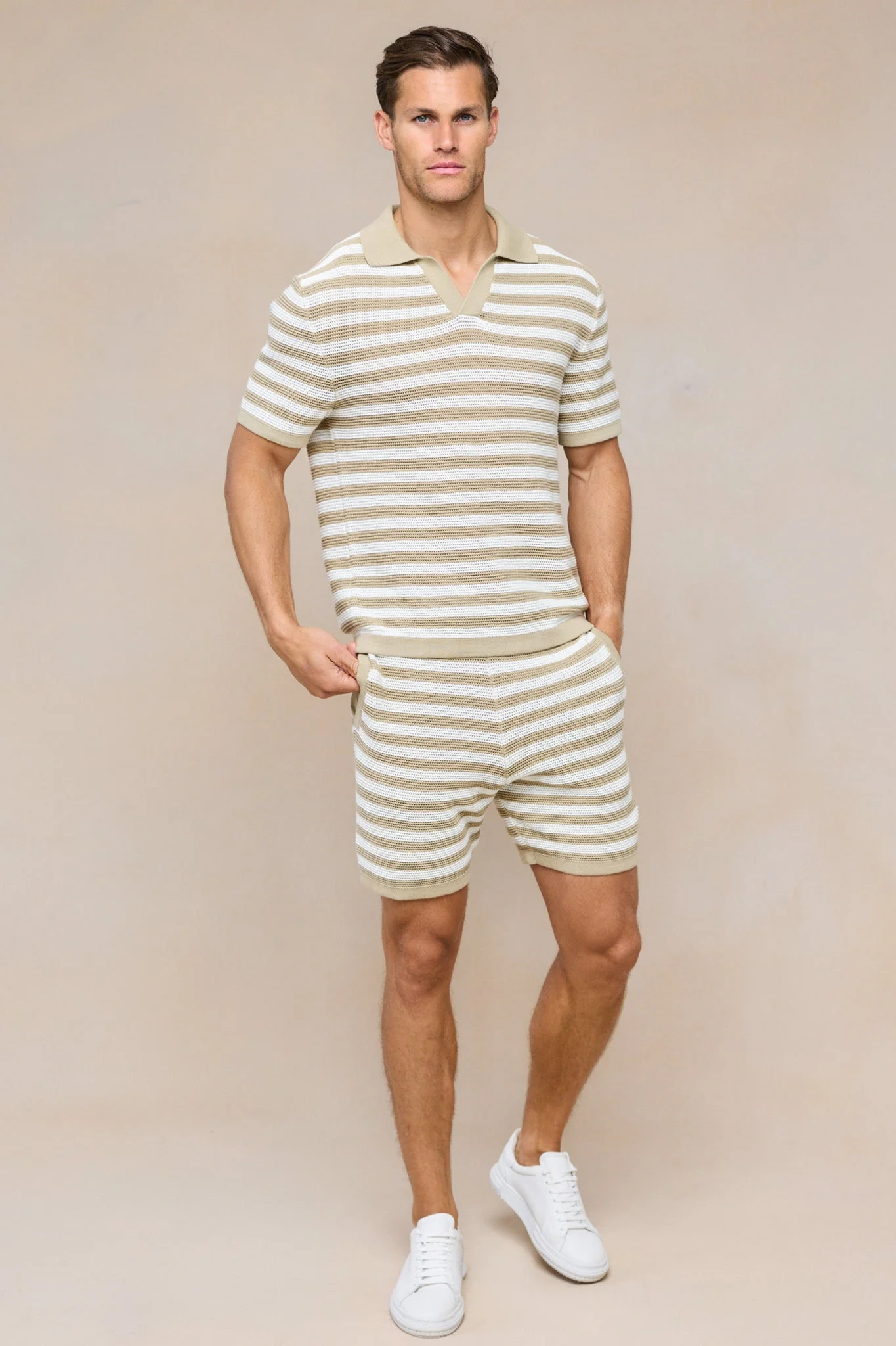 Lattolo Striped Knit Short - Ecru/Beige - Image 6