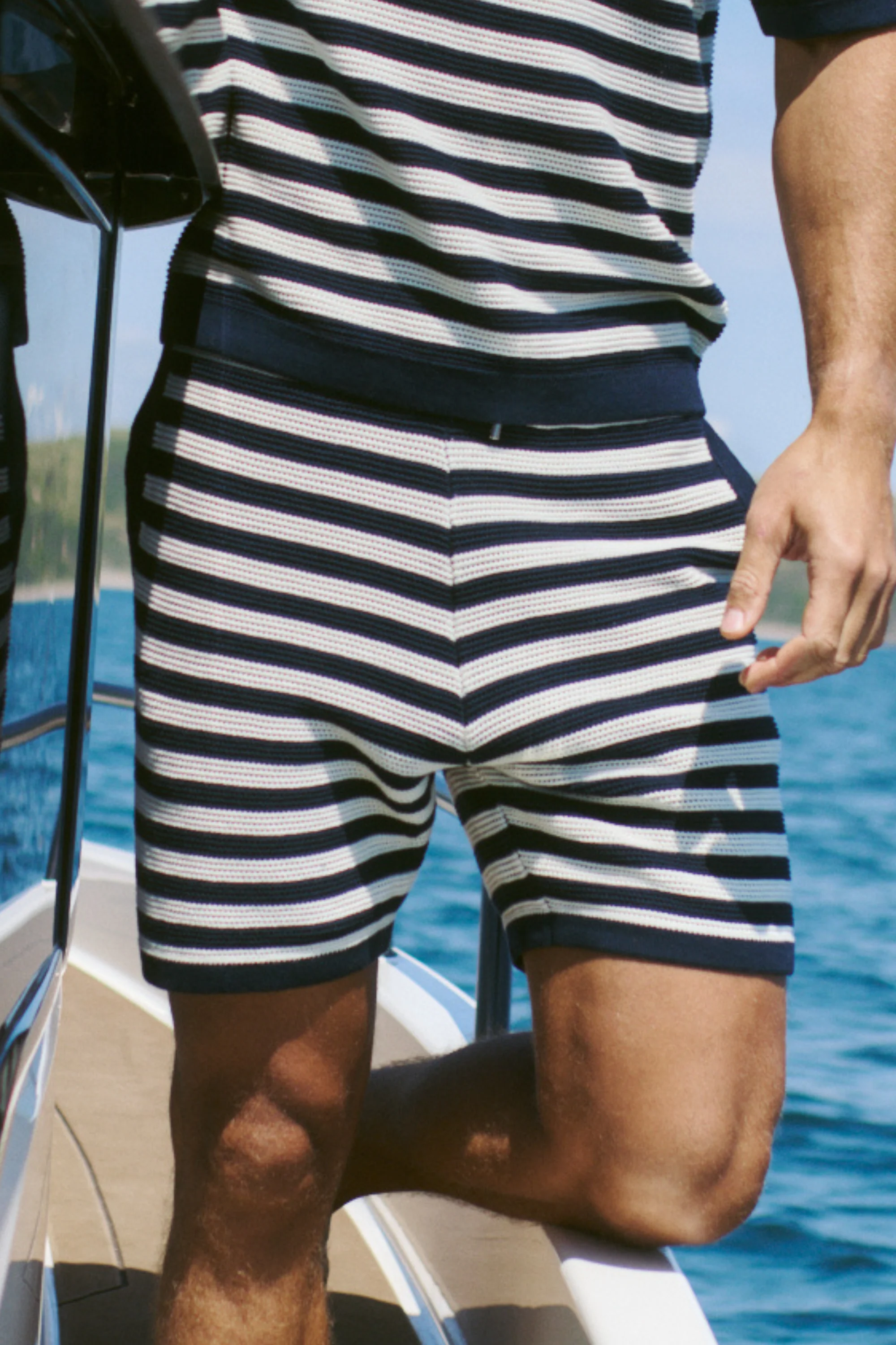 Lattolo Striped Knit Short - Navy/Ecru - Image 2