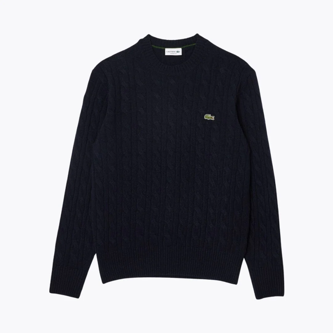 LC Cable Knit Carded Wool Crew Neck Sweater - Image 2