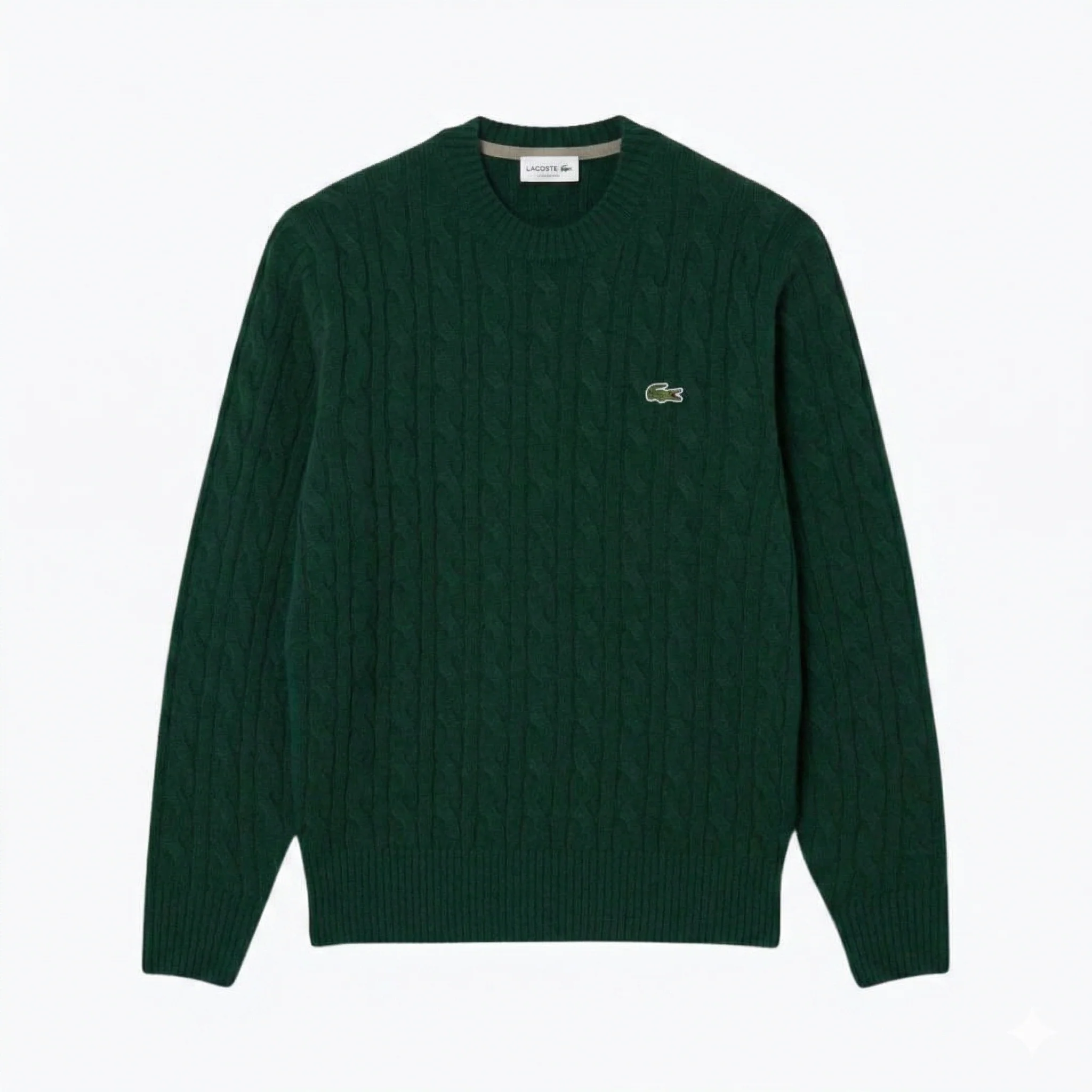 LC Cable Knit Carded Wool Crew Neck Sweater - Image 4