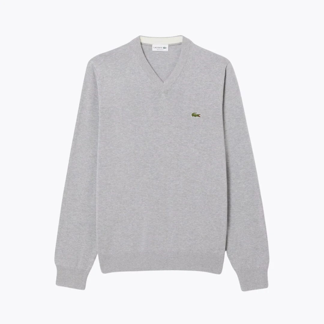 LC Monochrome Cotton V-neck Sweater - Image 4