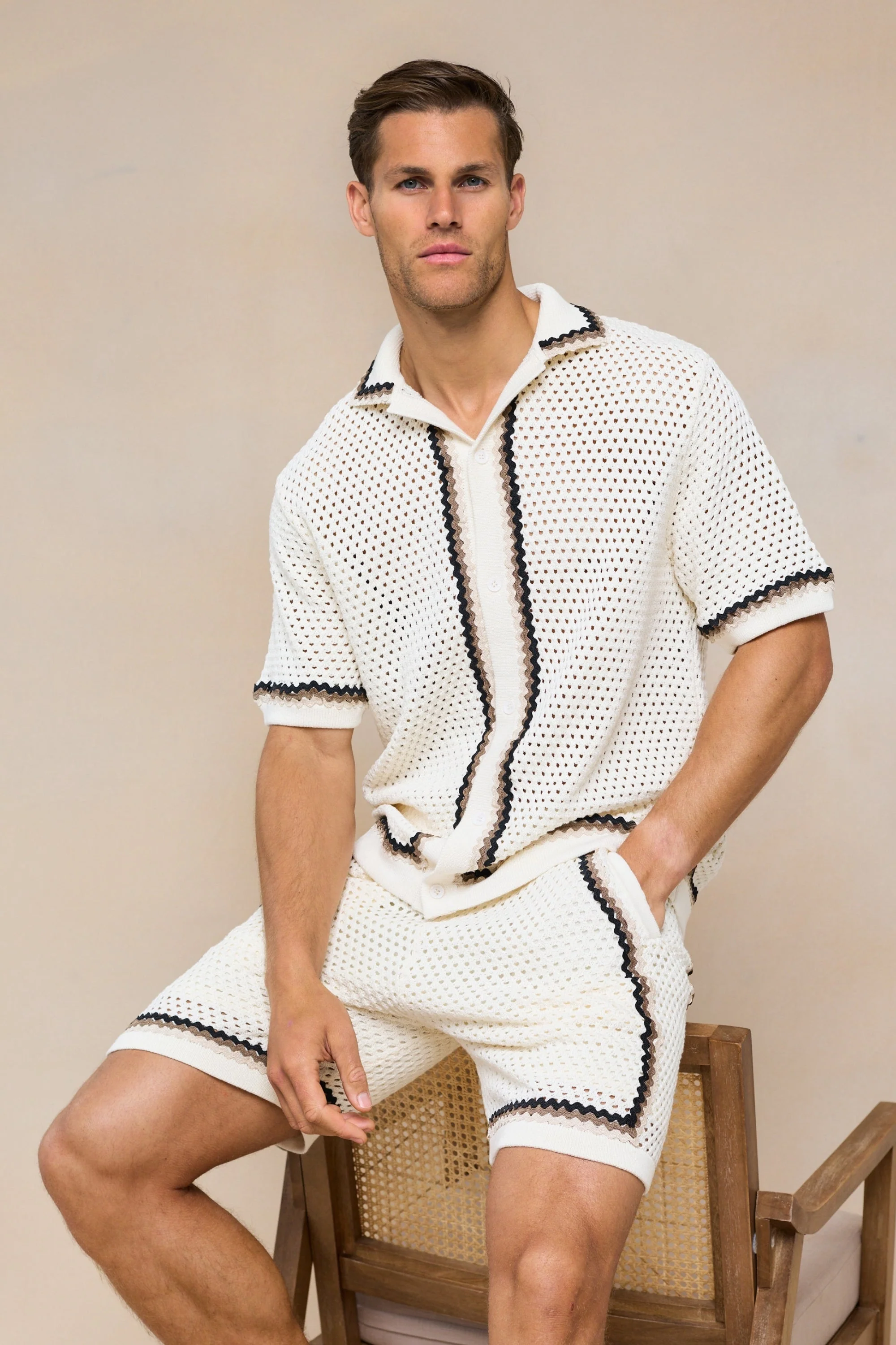 Marconi Crochet Knit Shirt - Ecru - Image 2