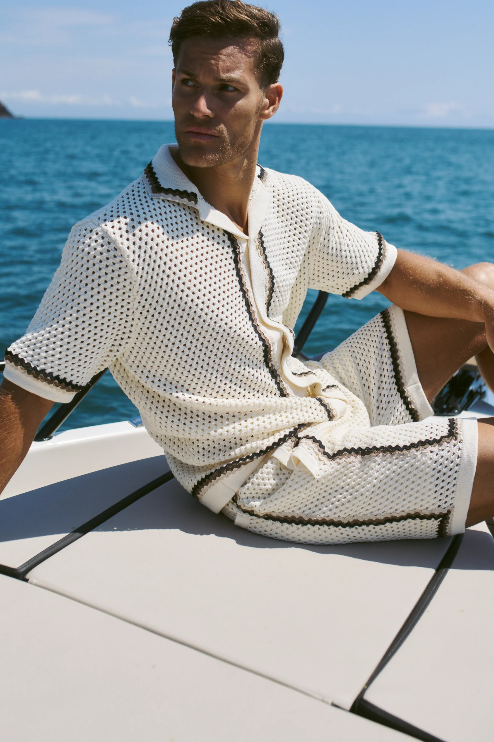 Marconi Crochet Knit Shirt - Ecru - Image 3