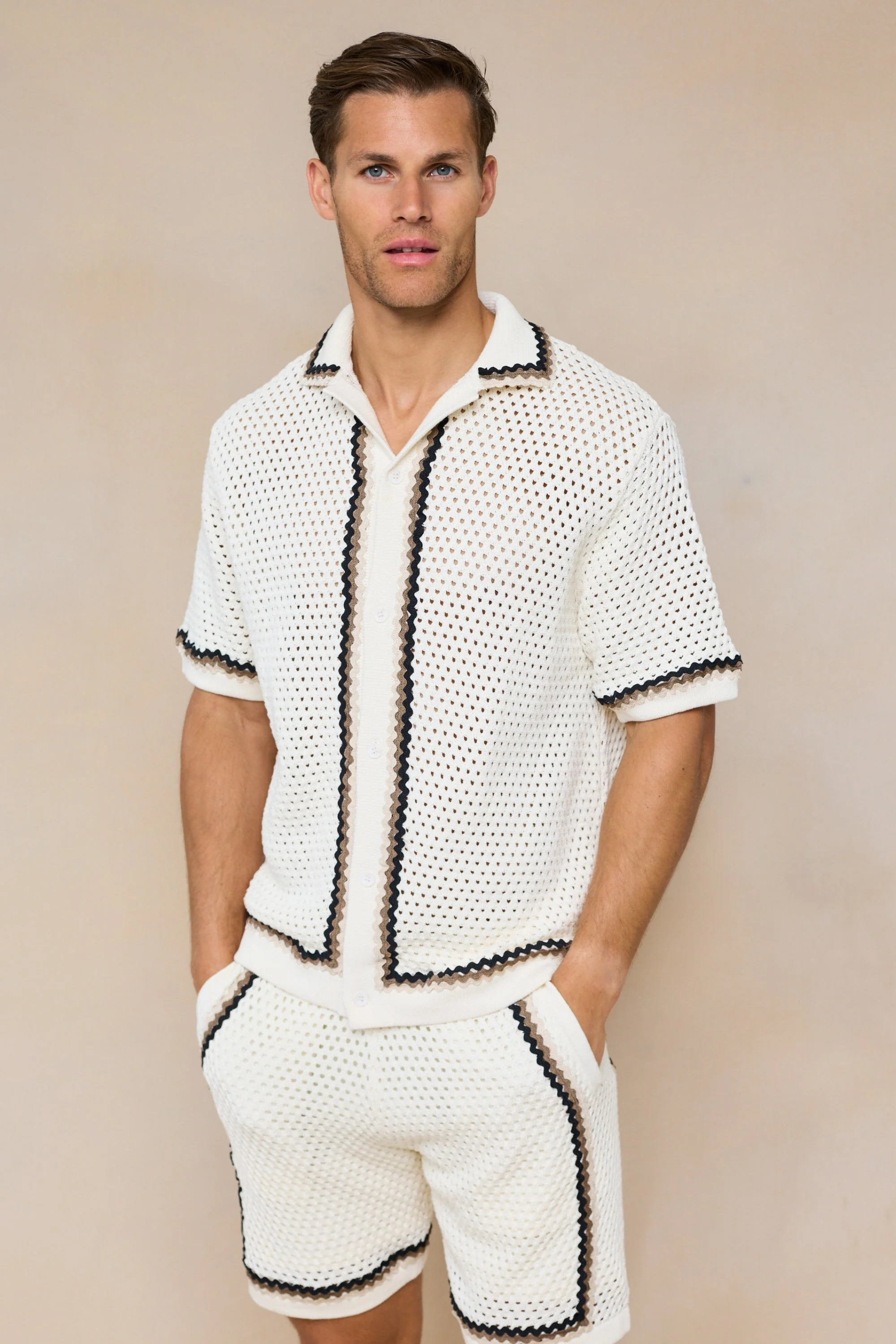 Marconi Crochet Knit Shirt - Ecru - Image 7