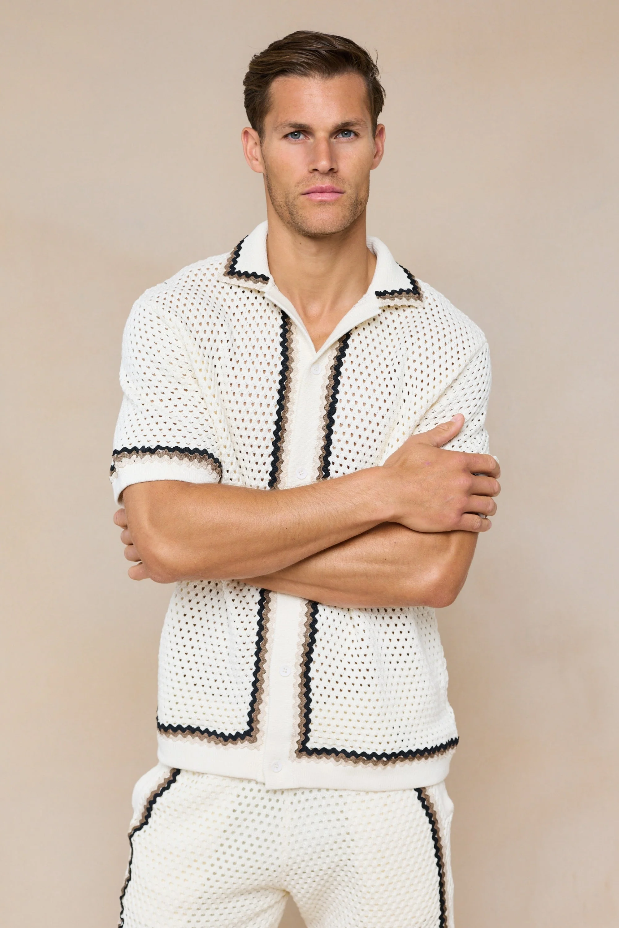 Marconi Crochet Knit Shirt - Ecru - Image 8