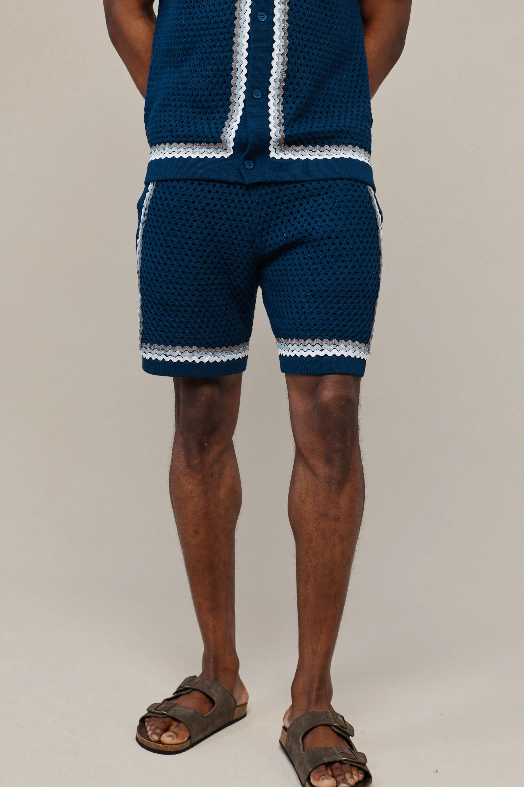 Marconi Crochet Knit Short - Navy - Image 2