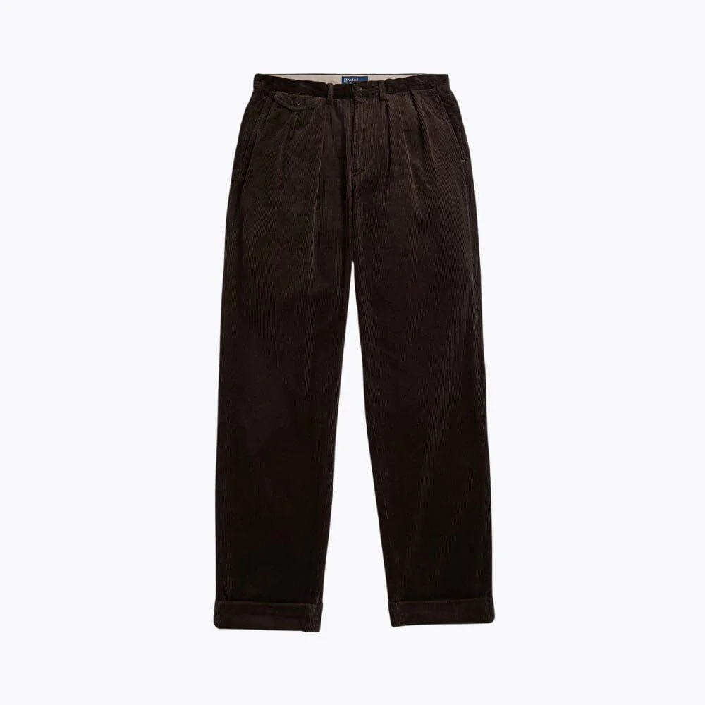 Relaxed Fit Pleated Cotton Corduroy Pants - Image 3