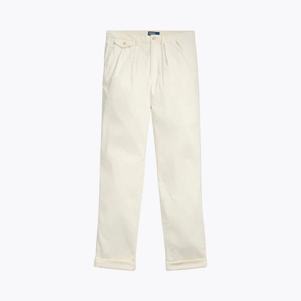 Relaxed Fit Pleated Cotton Corduroy Pants - Image 4
