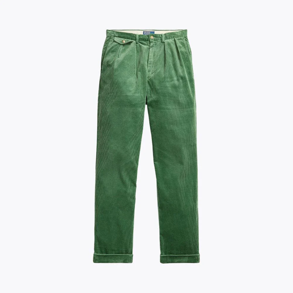 Relaxed Fit Pleated Cotton Corduroy Pants - Image 5
