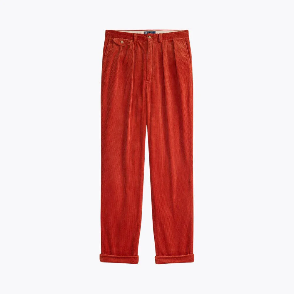 Relaxed Fit Pleated Cotton Corduroy Pants - Image 6