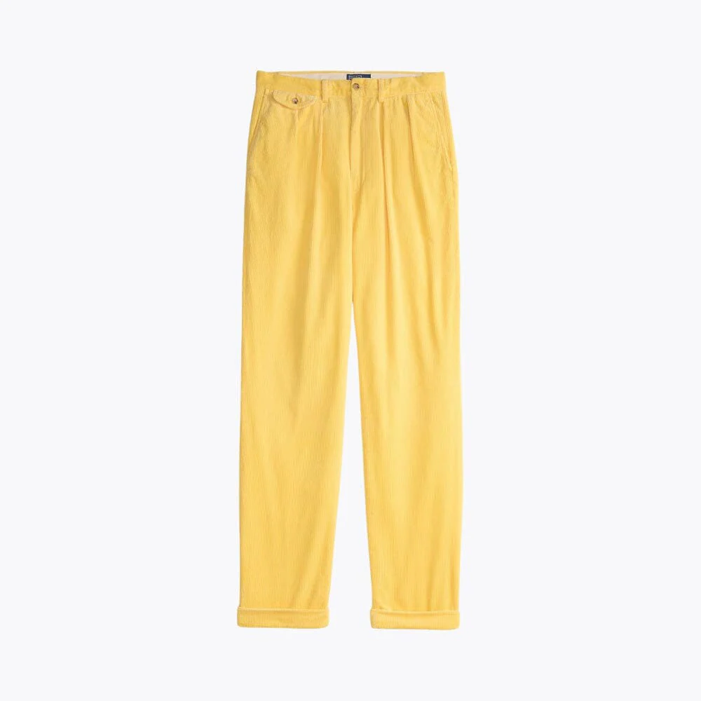 Relaxed Fit Pleated Cotton Corduroy Pants - Image 7