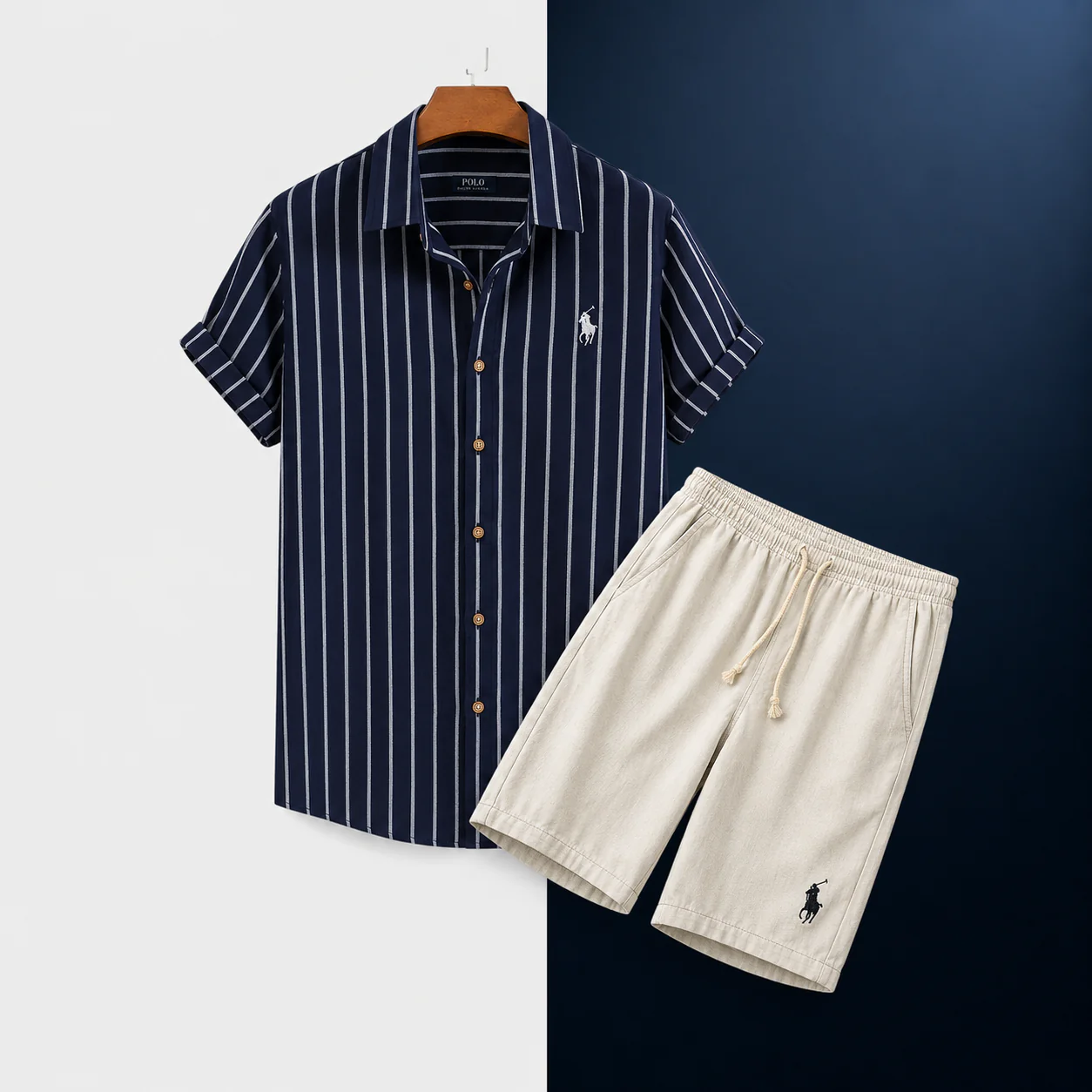 Relaxed Fit Striped Shirt and Shorts Set - Image 3