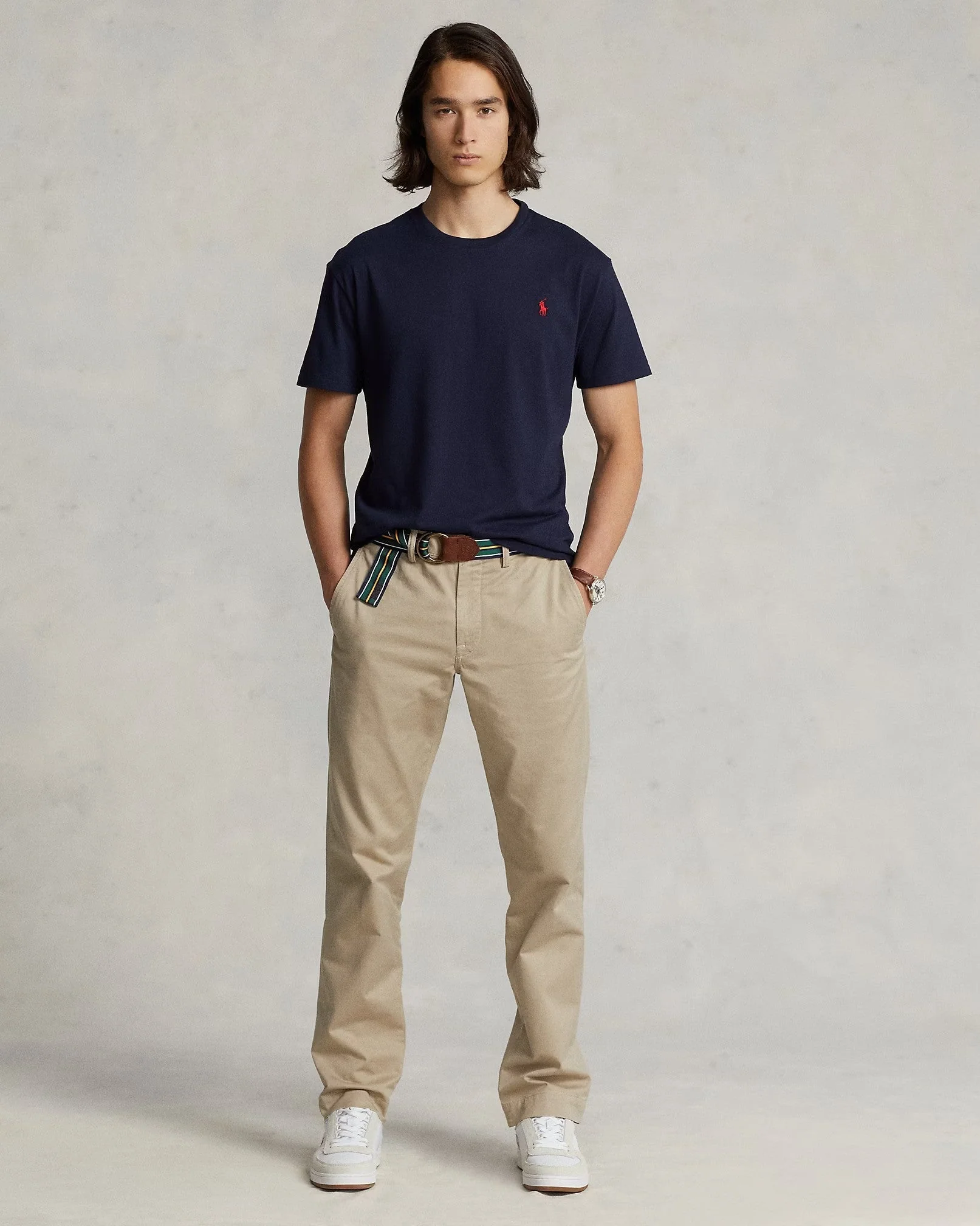 Slim Fit Cotton Crewneck T-Shirt Navy blue - Image 3