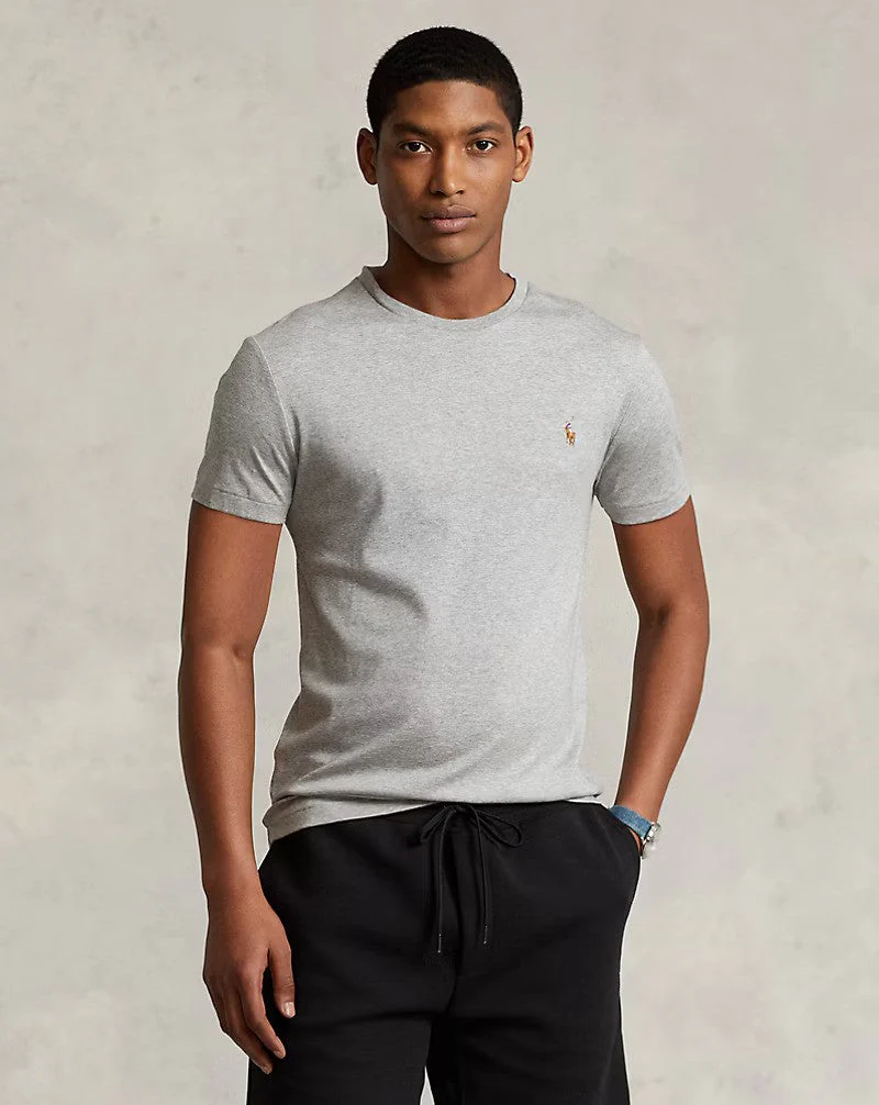 Slim Fit Cotton Crewneck T-Shirt Gray - Image 5
