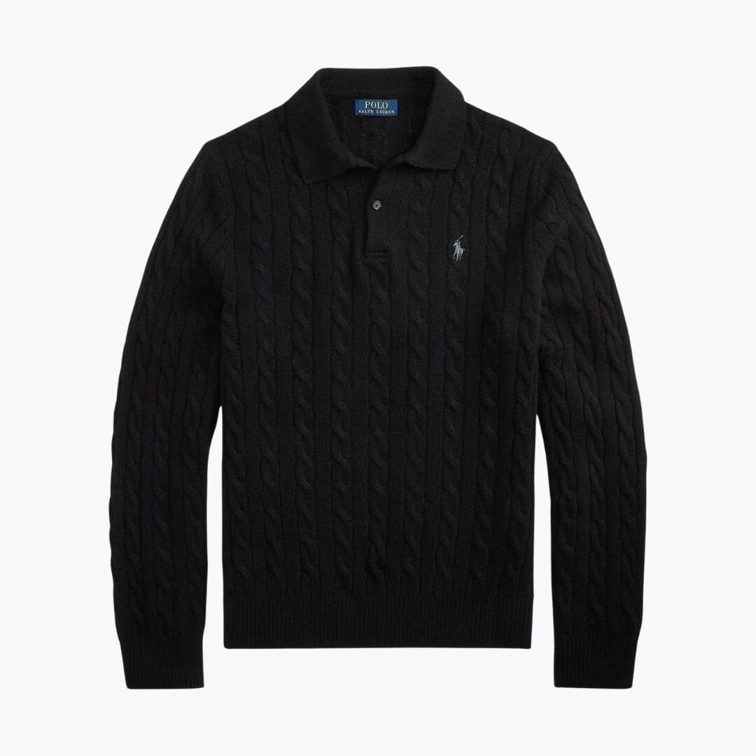 Wool-Cashmere Button-Collar Sweater