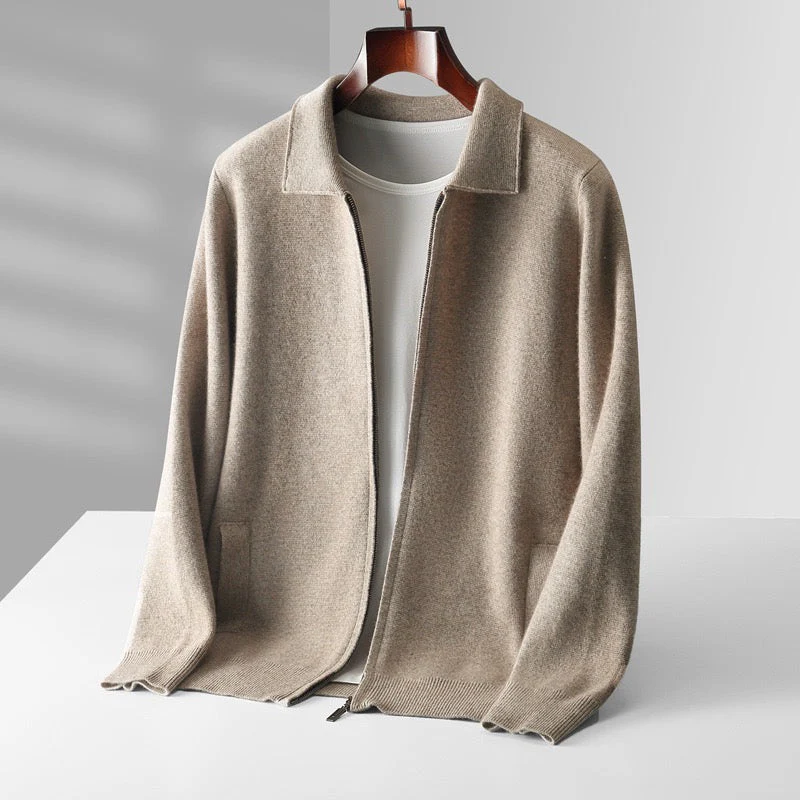 EXTRA-FINE MERINO WOOL ZIP POLO CARDIGAN - Image 5
