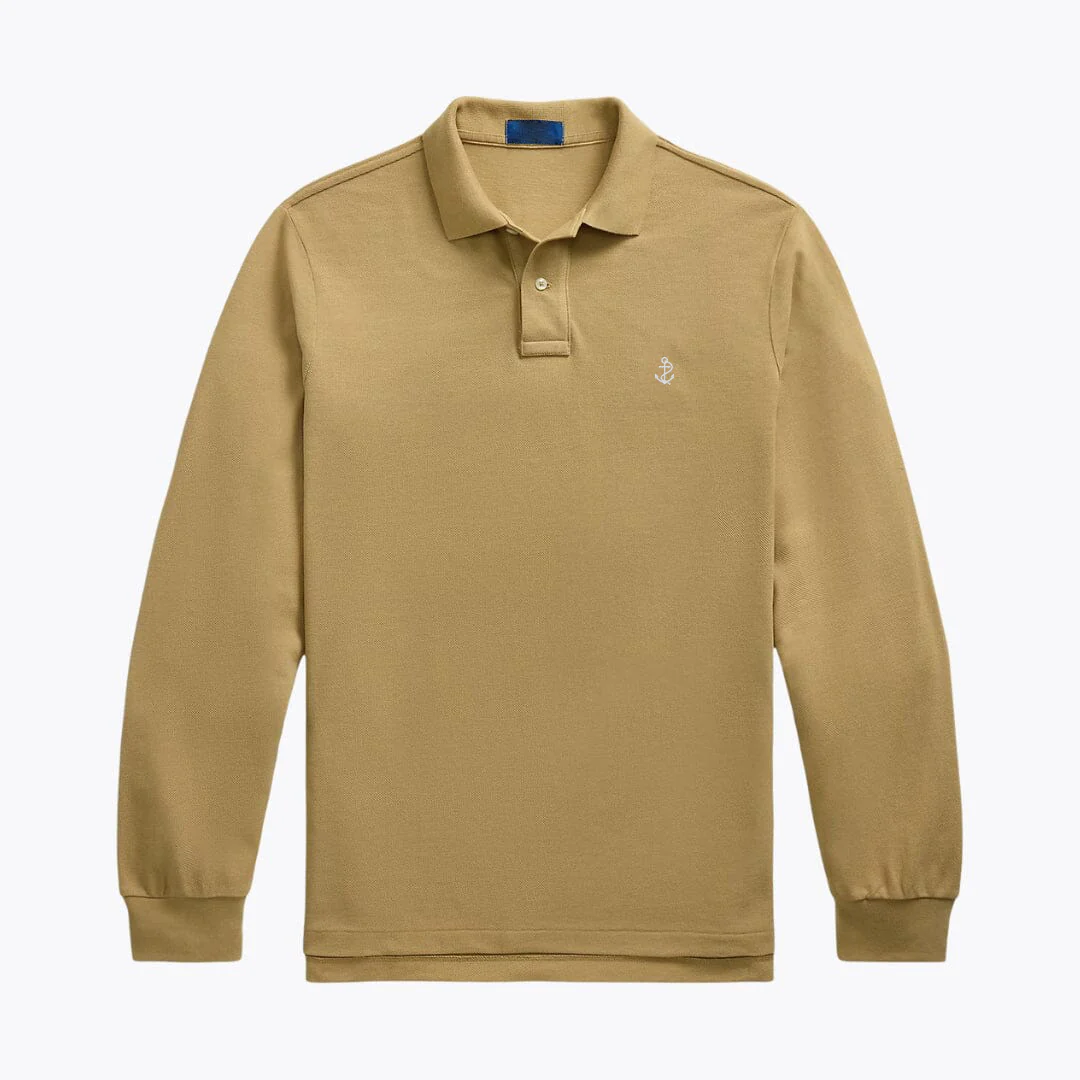 Mesh Long-Sleeve Polo Shirt - Image 2