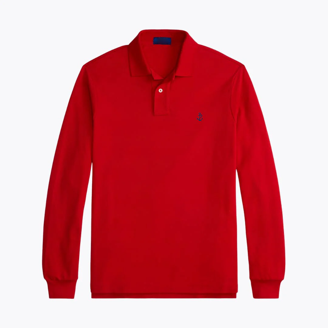 Mesh Long-Sleeve Polo Shirt - Image 8
