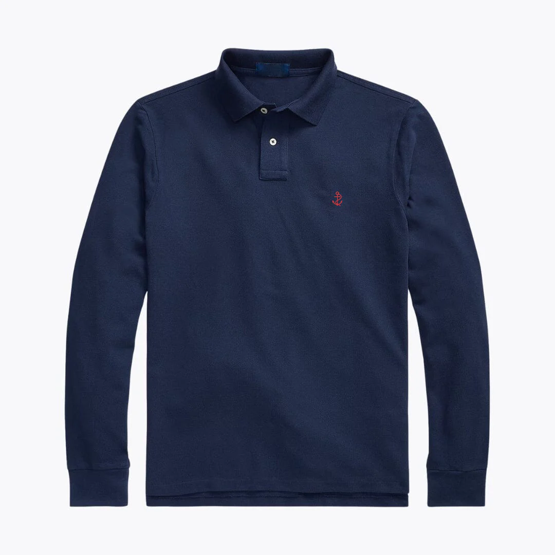 Mesh Long-Sleeve Polo Shirt - Image 9