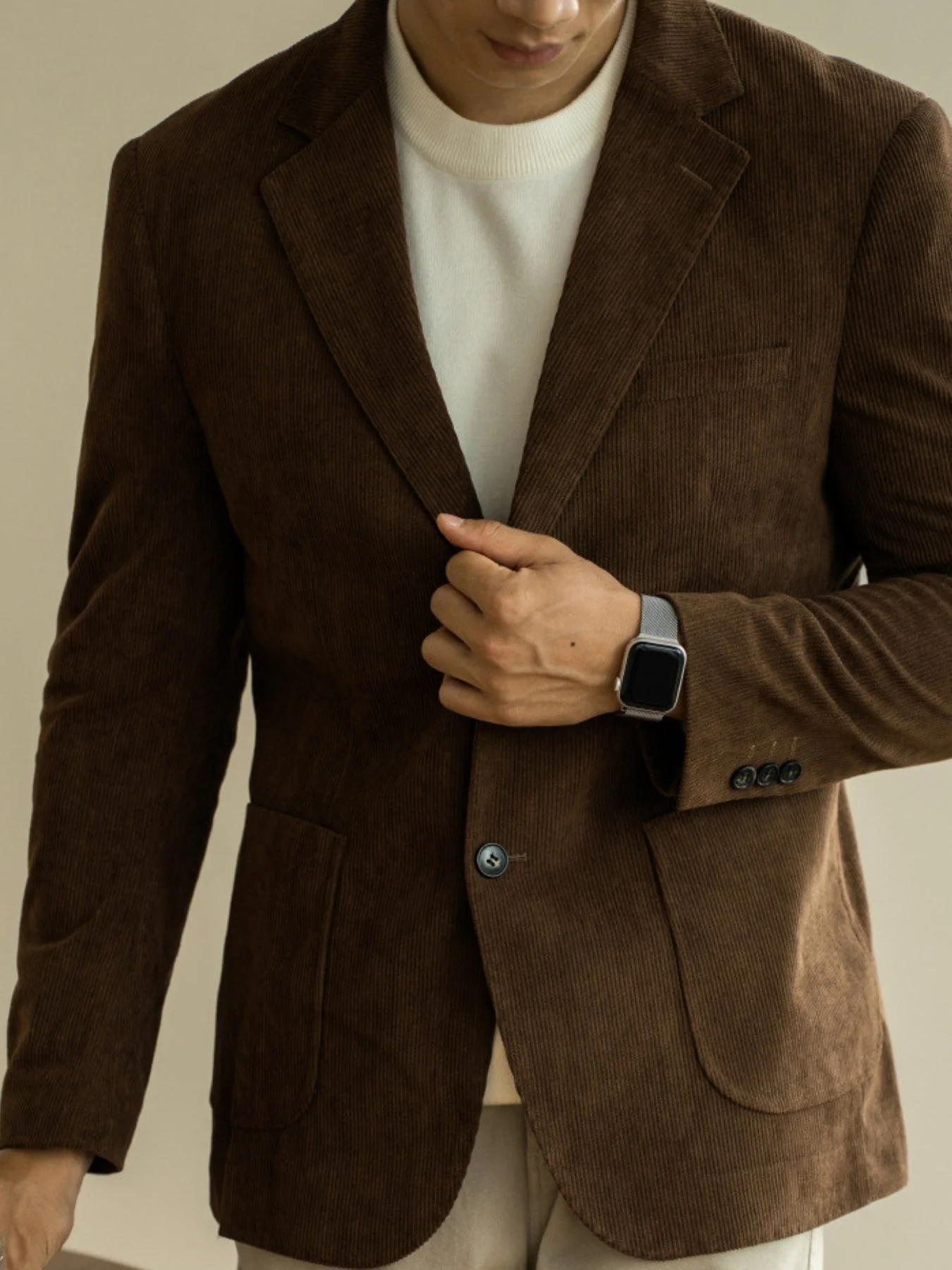 Old Money Corduroy Slim Fit Casual Suit Jacket