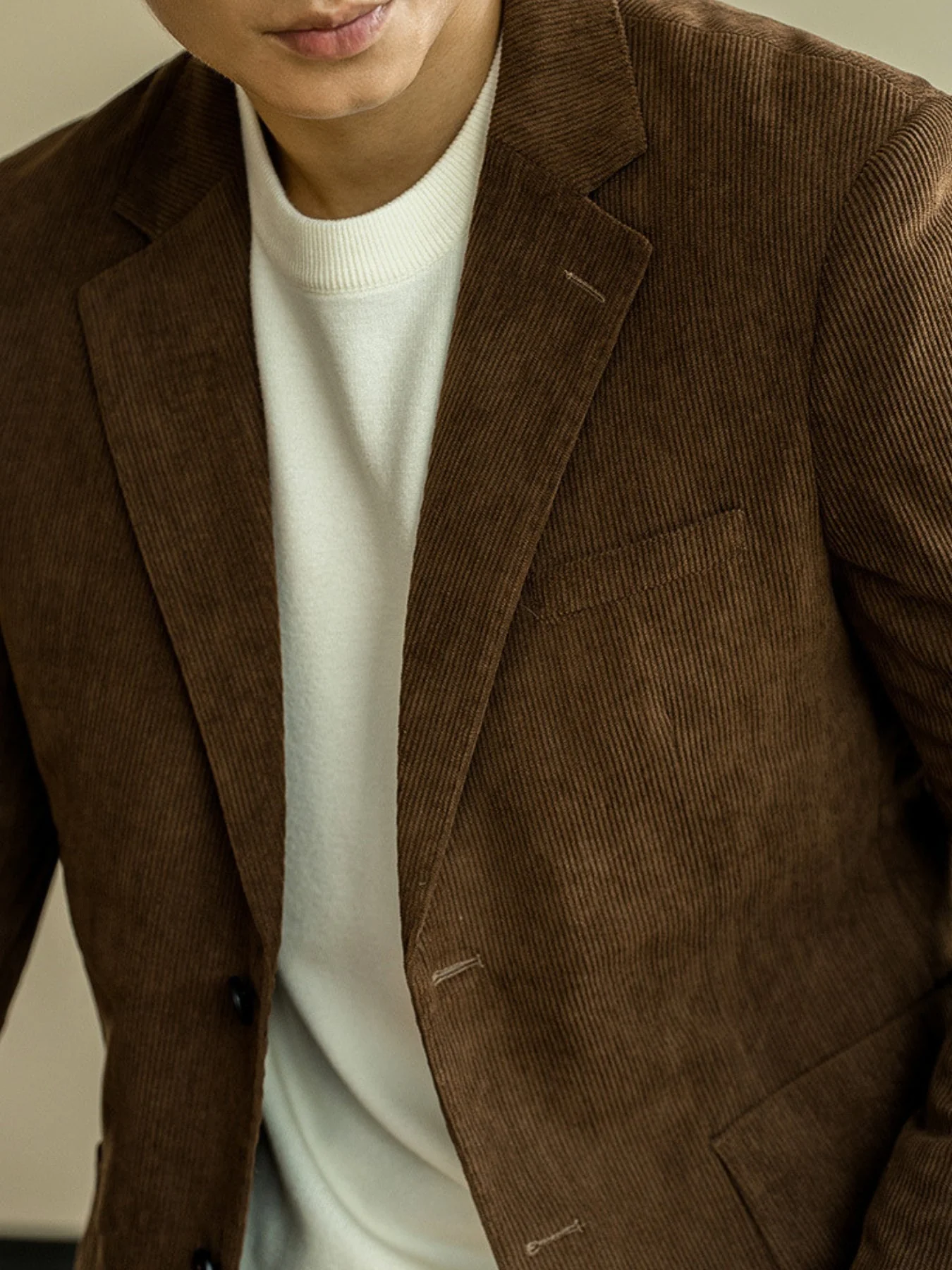 Old Money Corduroy Slim Fit Casual Suit Jacket - Image 3