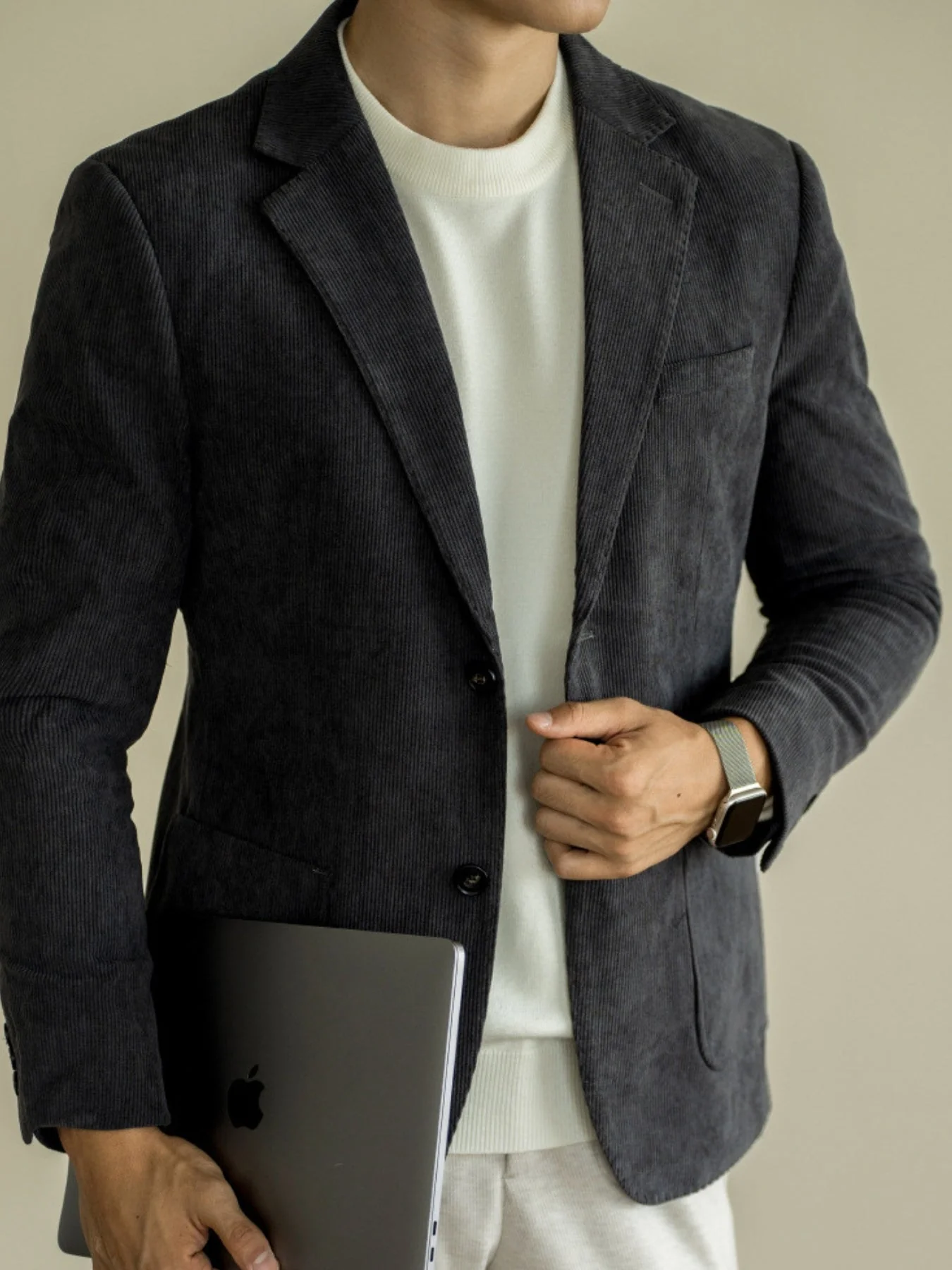 Old Money Corduroy Slim Fit Casual Suit Jacket - Image 5