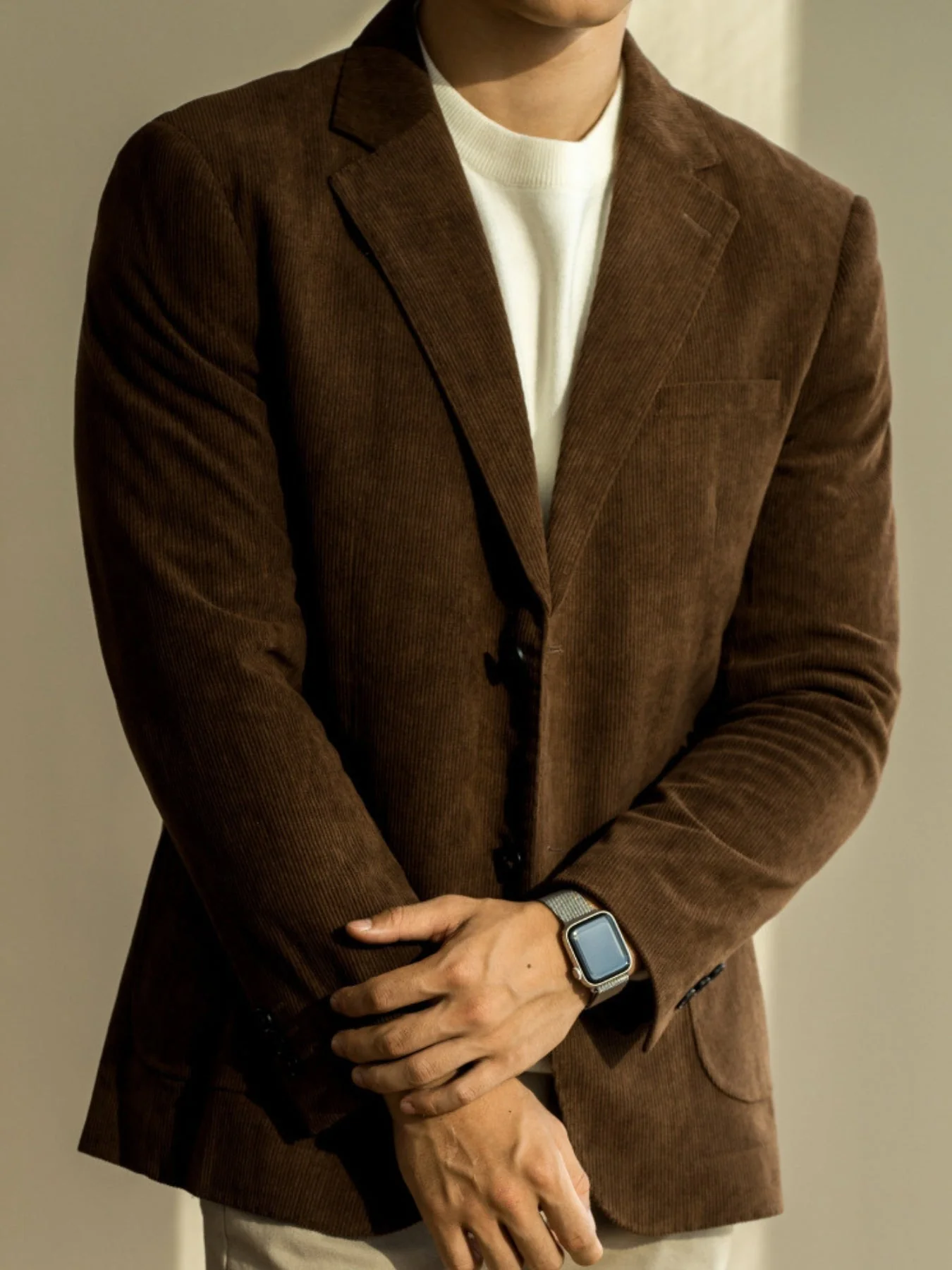 Old Money Corduroy Slim Fit Casual Suit Jacket - Image 6