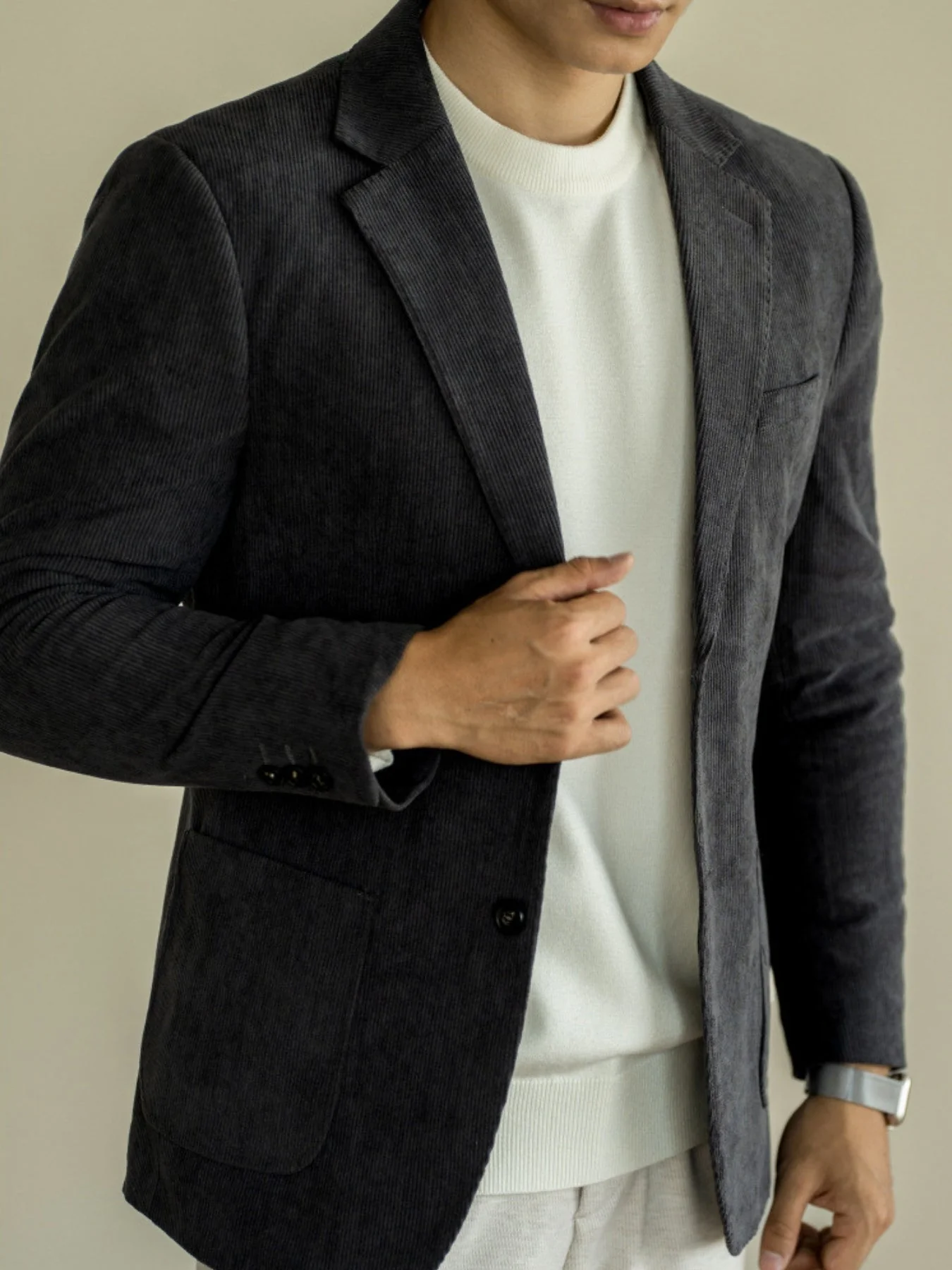 Old Money Corduroy Slim Fit Casual Suit Jacket - Image 7