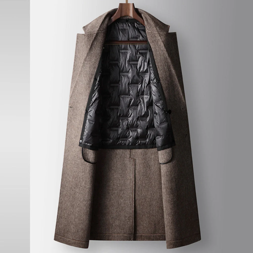 Old Money Double-Breasted Knee-Length Woolen Coat - Image 3