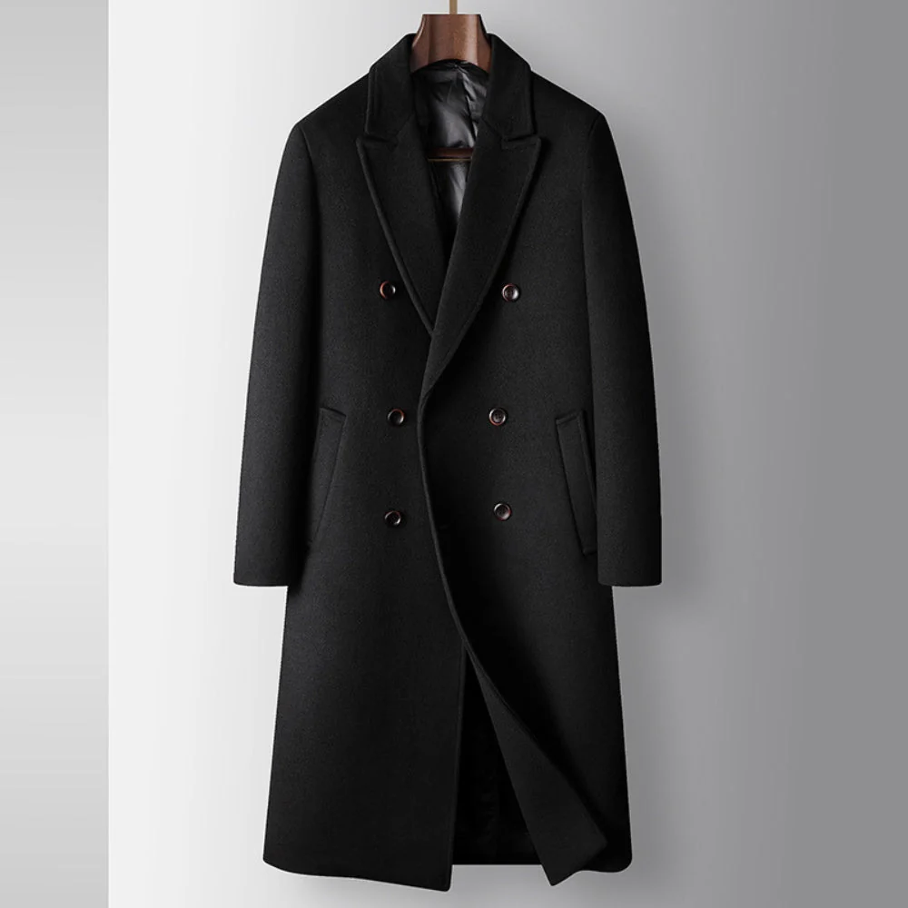 Old Money Double-Breasted Wool Windbreaker Coat - Image 5