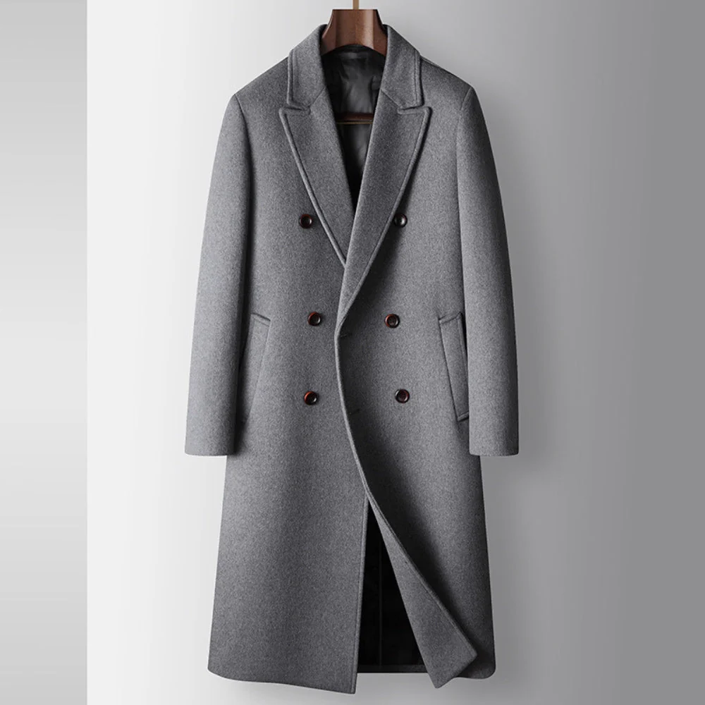 Old Money Double-Breasted Wool Windbreaker Coat - Image 6