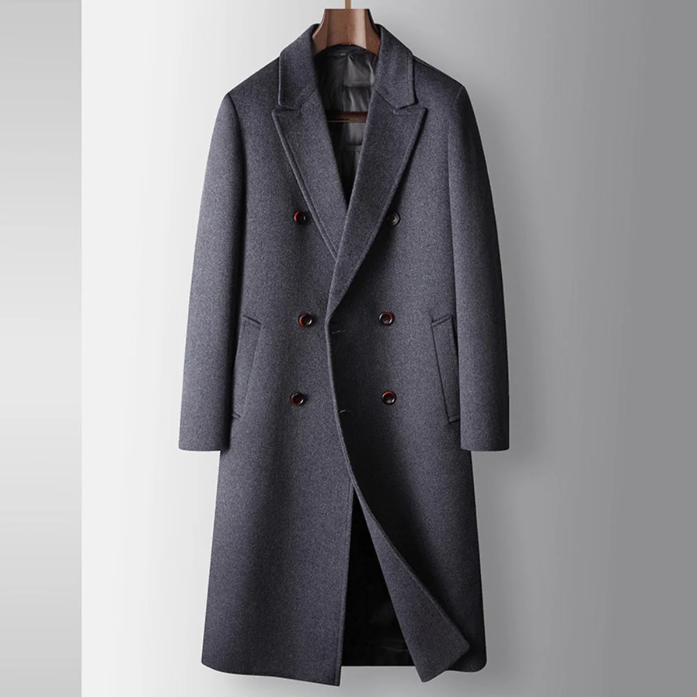 Old Money Double-Breasted Wool Windbreaker Coat - Image 7