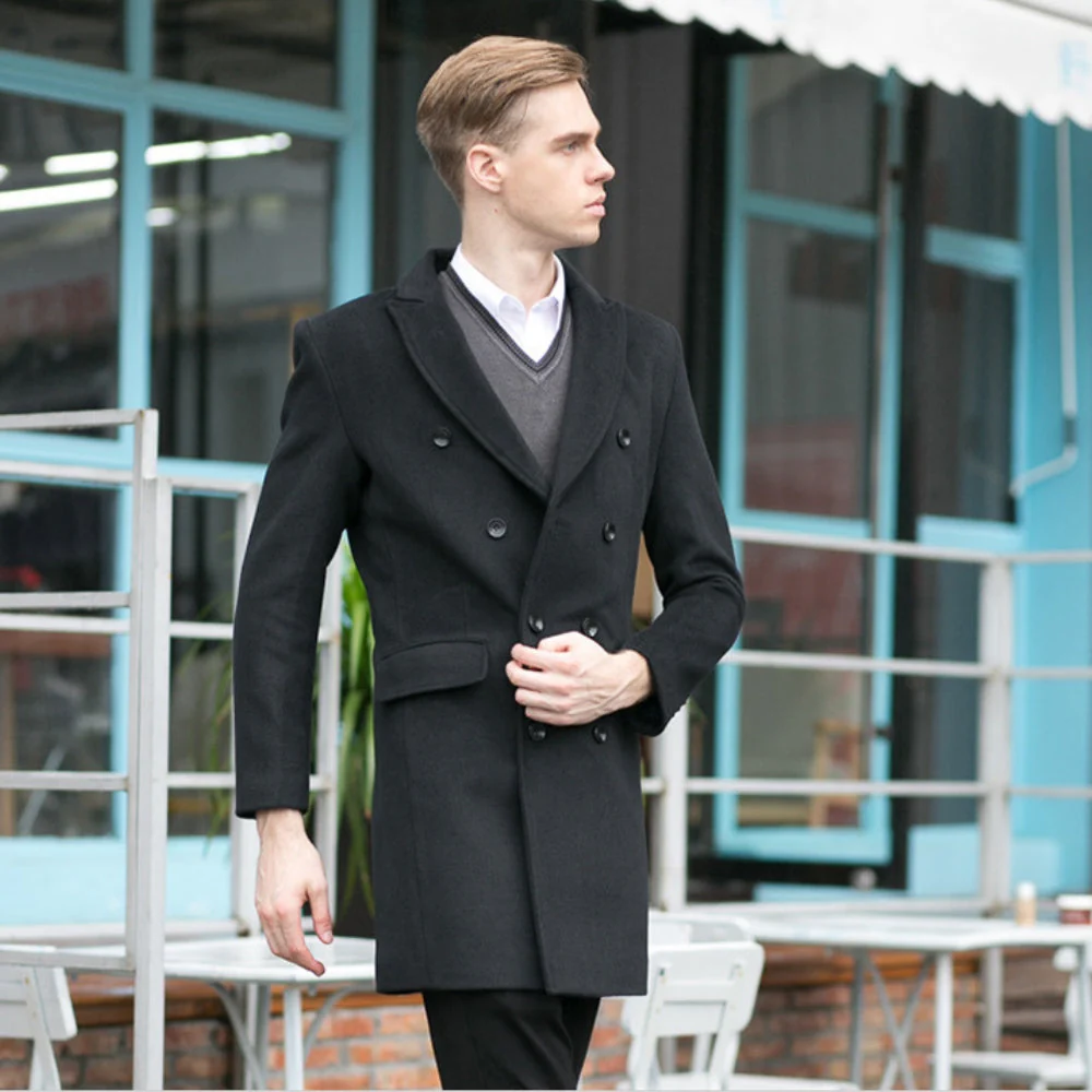 Old Money Mid-Length Double-Breasted Woolen Coat - Image 3