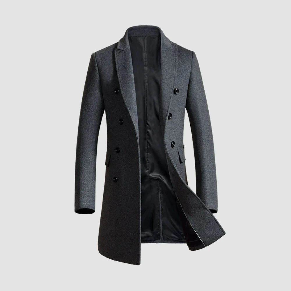 Old Money Mid-Length Double-Breasted Woolen Coat - Image 5