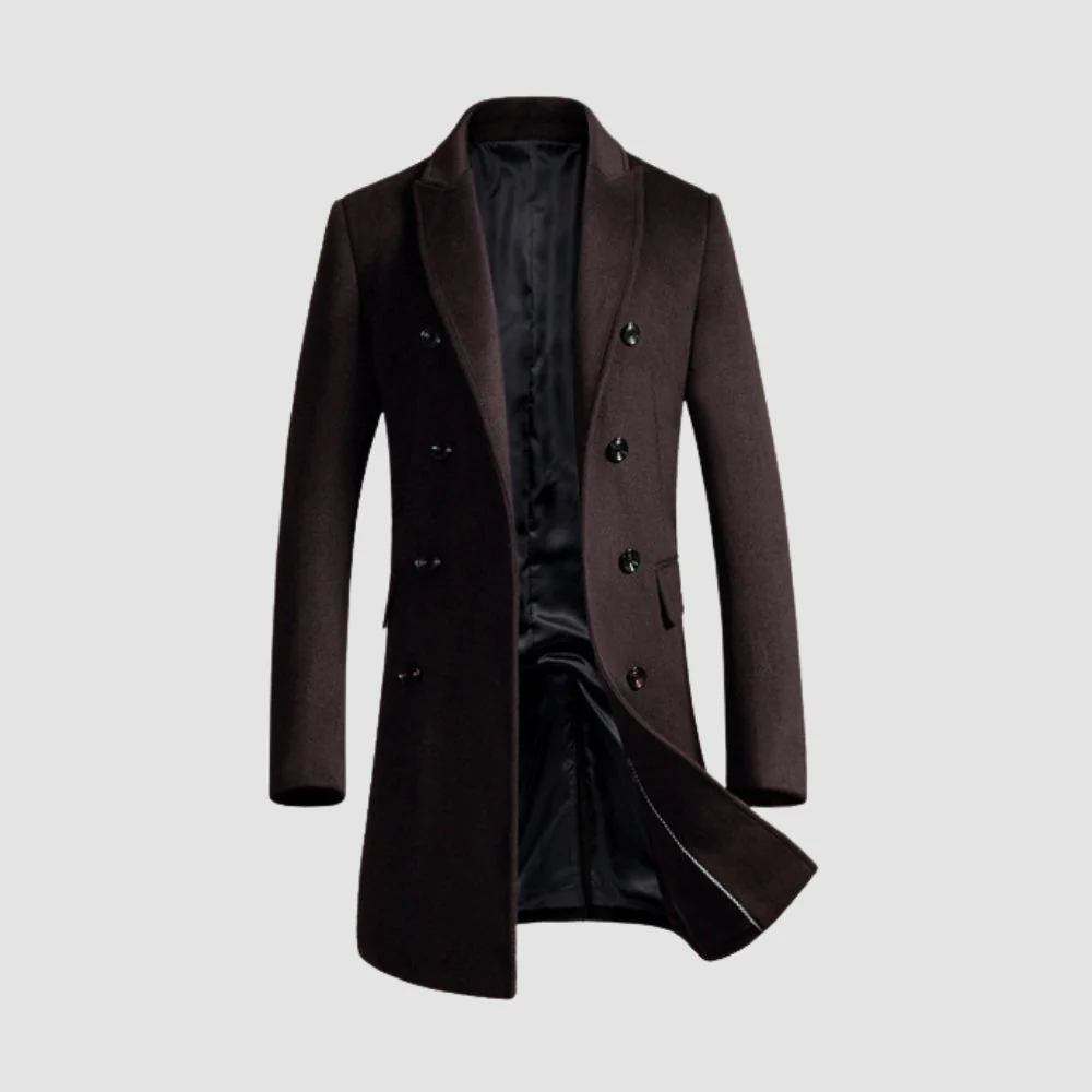 Old Money Mid-Length Double-Breasted Woolen Coat - Image 6