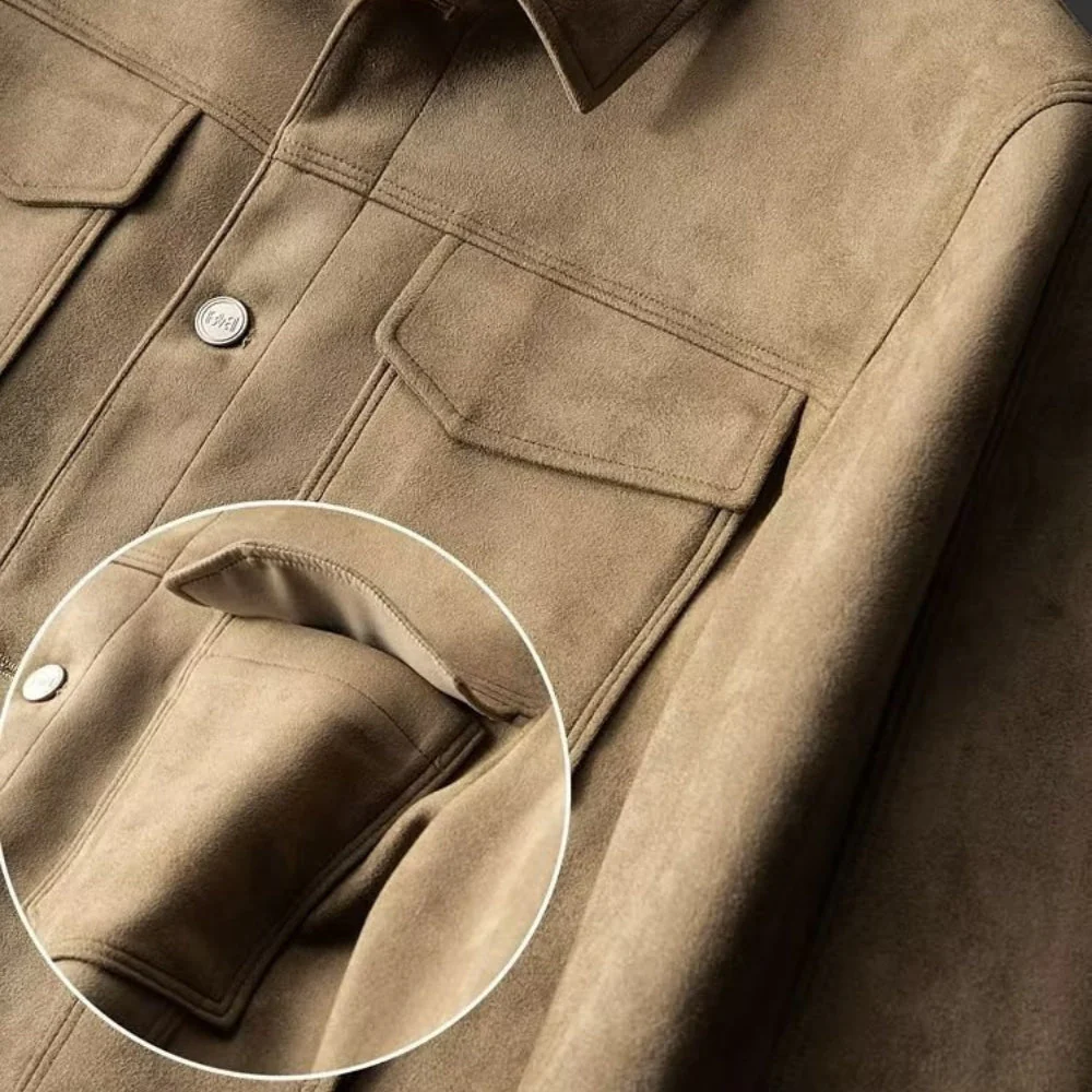 Old Money Stretch Suede Lapel Jacket - Image 3