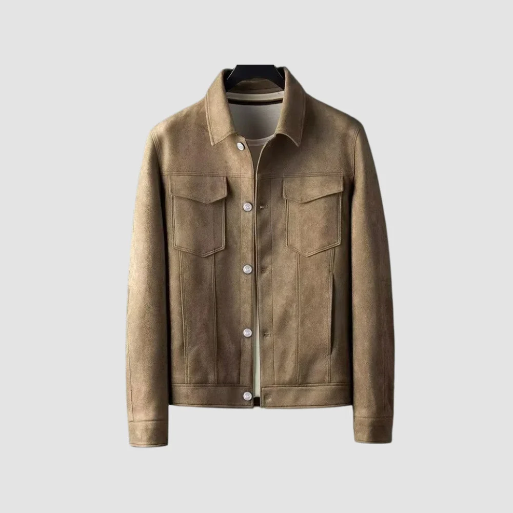 Old Money Stretch Suede Lapel Jacket - Image 4