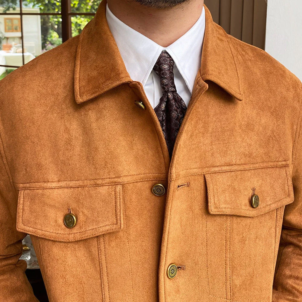 Old Money Suede Lapel Casual Jacket - Image 4