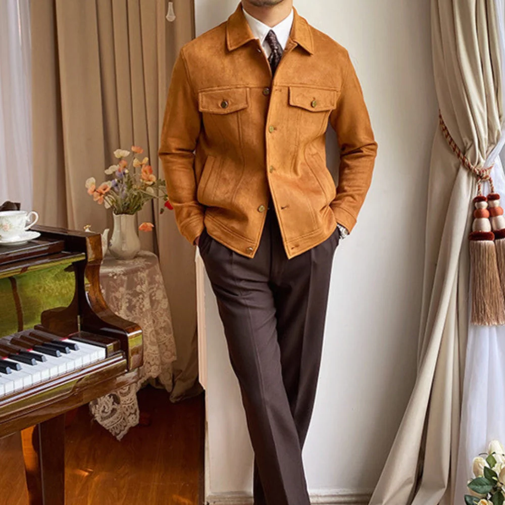 Old Money Suede Lapel Casual Jacket - Image 5