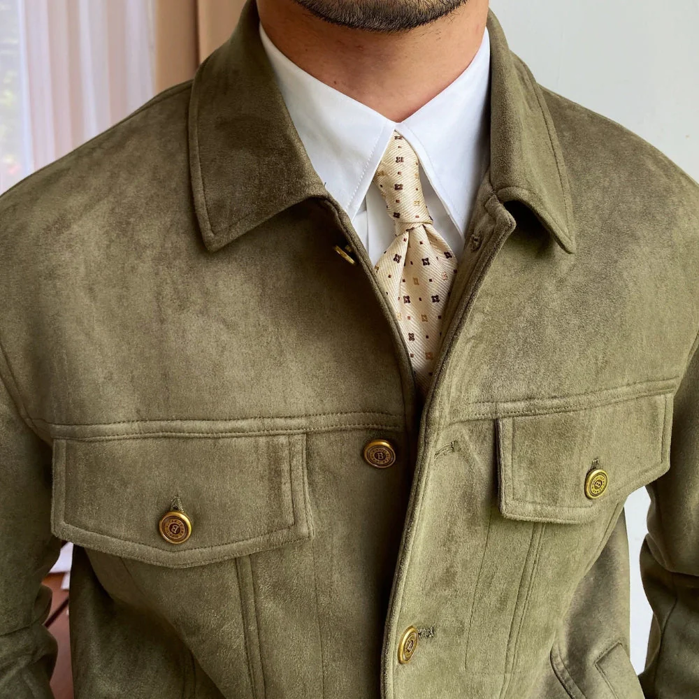 Old Money Suede Lapel Casual Jacket - Image 7